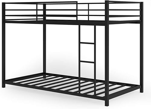 Miniatura 9 de DORTALA Litera individual sobre individual, literas individuales con barandilla y escalera, litera de metal para dormitorio y familia de varios