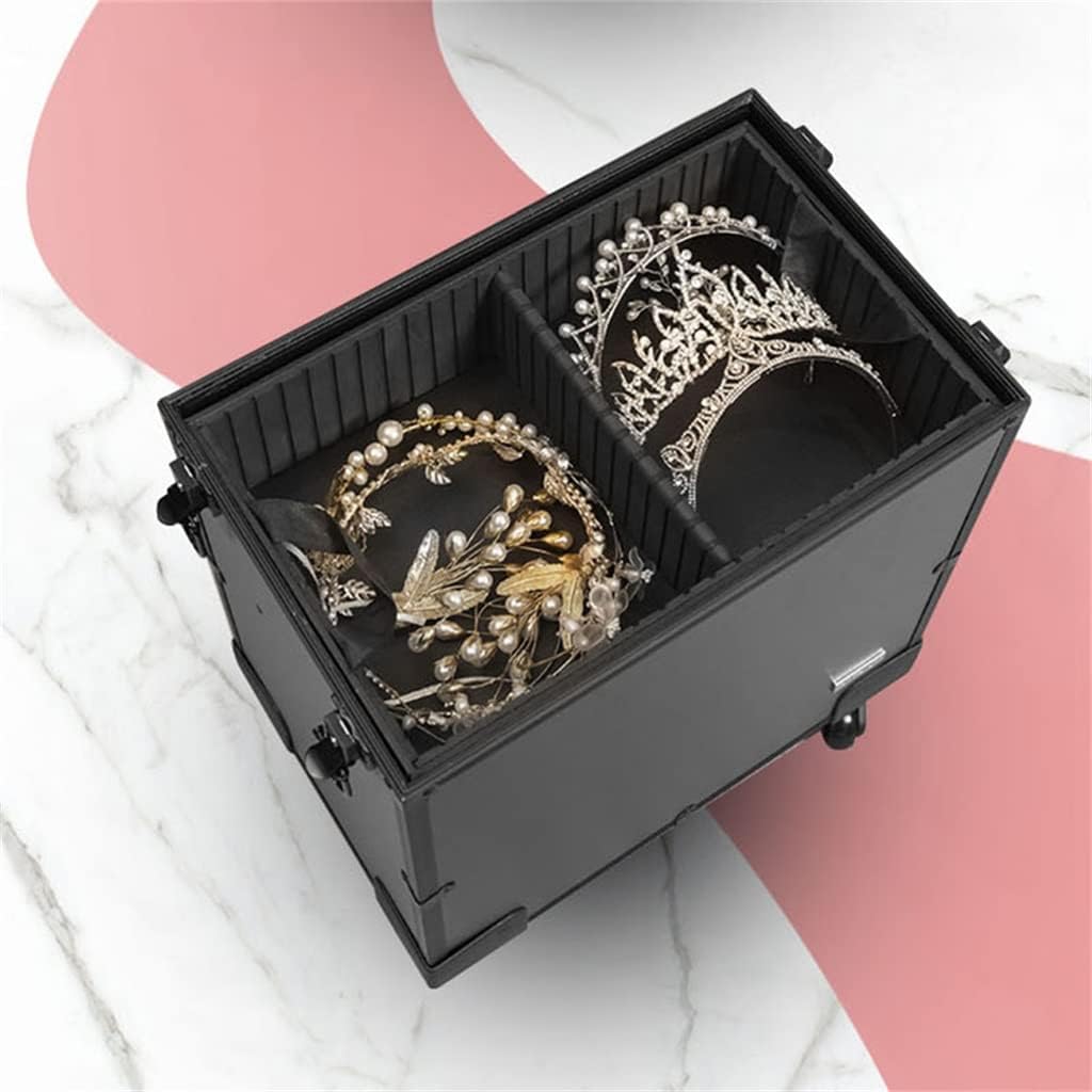 Makeup Trolley Case Aluminum Travel Beauty Suitcase LED Light with Cosmetics Organizer Tool Box