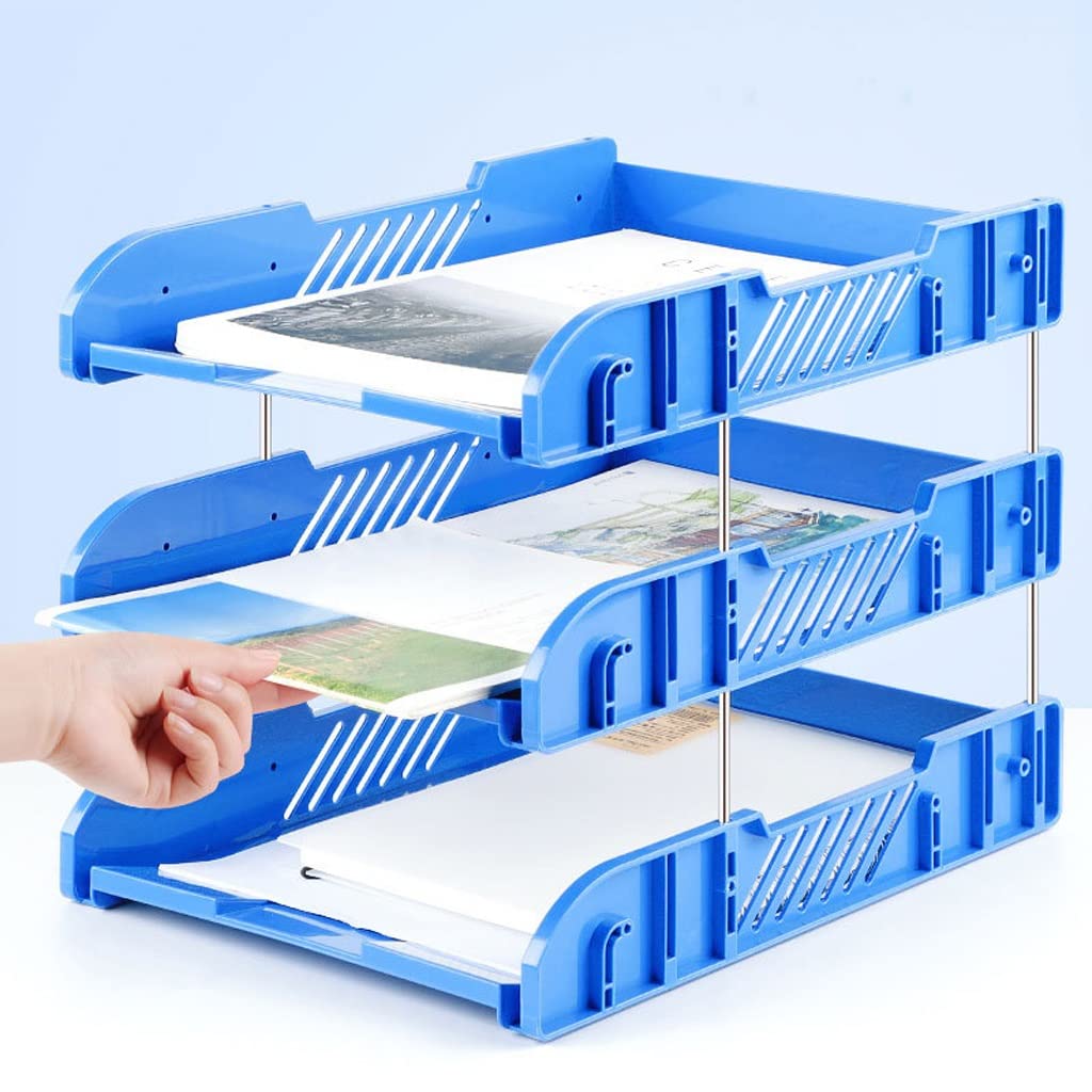 Mehrfarbiger Zeitschriftensammler aus Kunststoff, mit 3 Ebenen, Schreibtisch-Organizer für Zuhause, Büro, Schule, langlebige Aufbewahrungslösung, stilvoll und funktional (A)