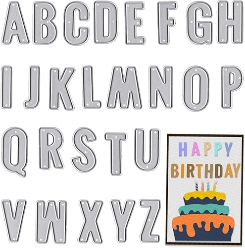 26 letras del alfabeto troqueladas para hacer tarjetas, letras mayúsculas, palabras, troqueles de corte, plantillas, plantillas en relieve para