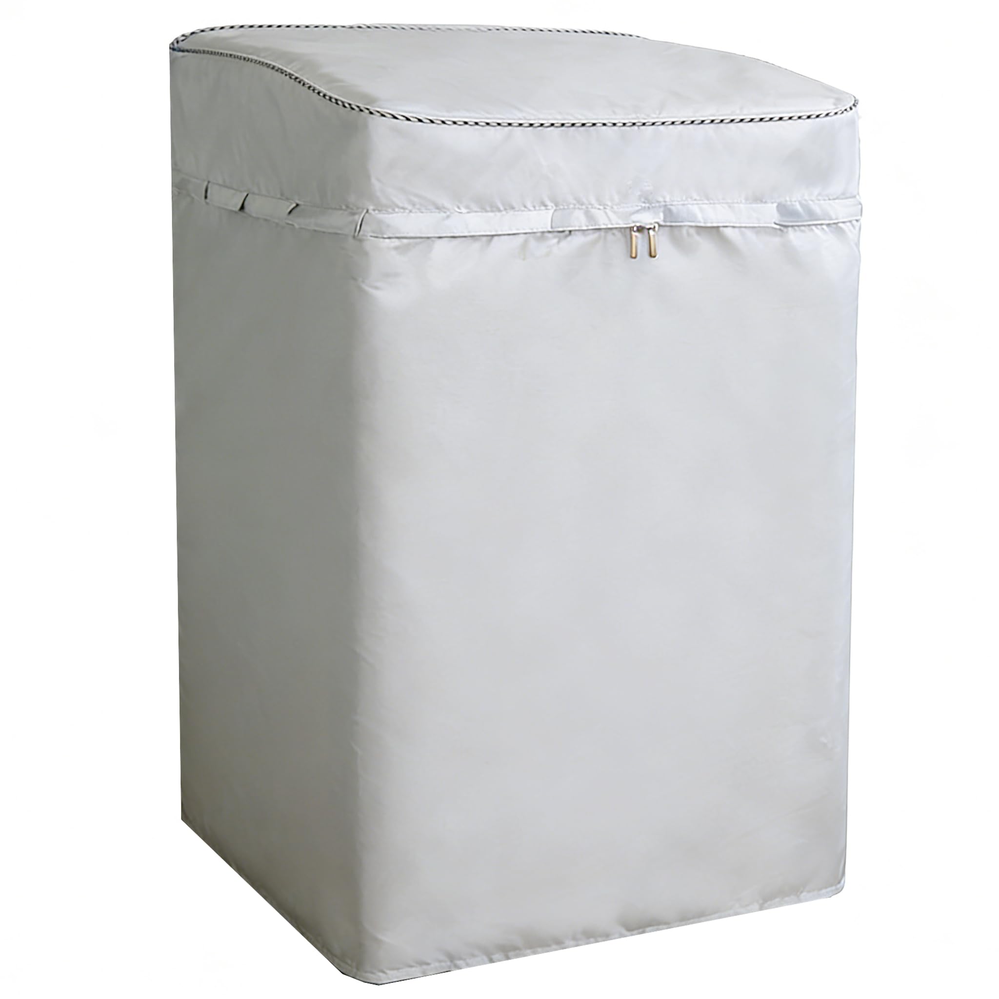 洗濯機カバー 兼用型 耐用保証 老化防止 屋外 防水 防塵 防湿 紫外線遮断 日焼け止め 光耐久 過熱保護 3面包み オックスフォード 防水生地 ファスナー開閉式 (シルバー, S(52*54*87㎝ 4.5~6KG対応))