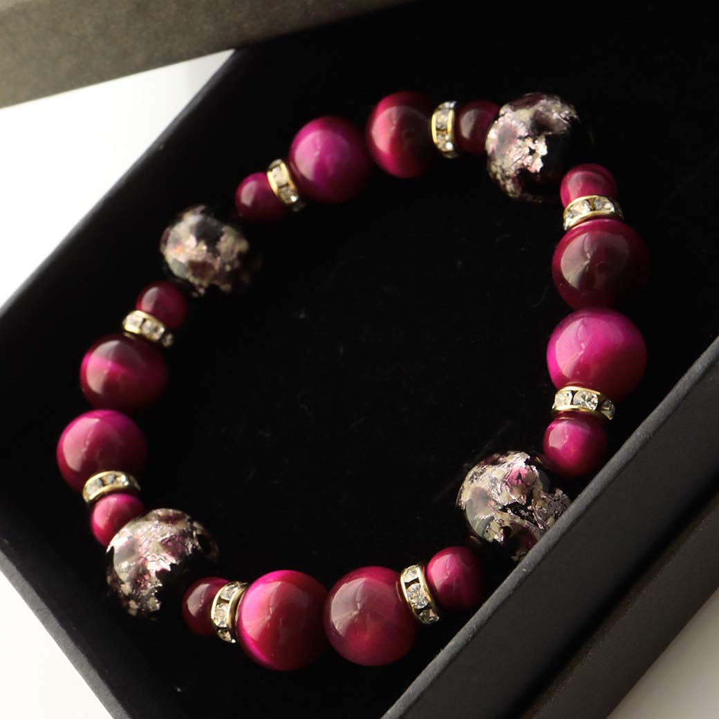 Amazon | [GOLD STONE] 光る ホタルガラス ピンク ブレスレット 沖縄