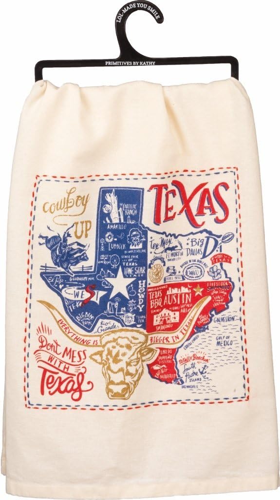 Primitives by Kathy LOL Made You Smile Dish Towel, Texas 28" X 28"