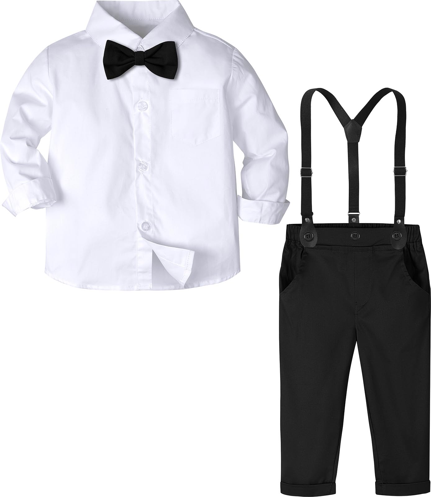 A&amp;J DESIGN Toddler Boy Suit Baby Dress Outfit, Suspender &amp; Bow Tie 12M - 6Y