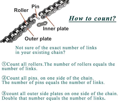 Miniatura 3 de QYMOTO Cadena de eje de transmisión KT196 mejorada con junta tórica Go Kart de 420 eslabones RO-32, cadena de rodillos sellados para Coleman