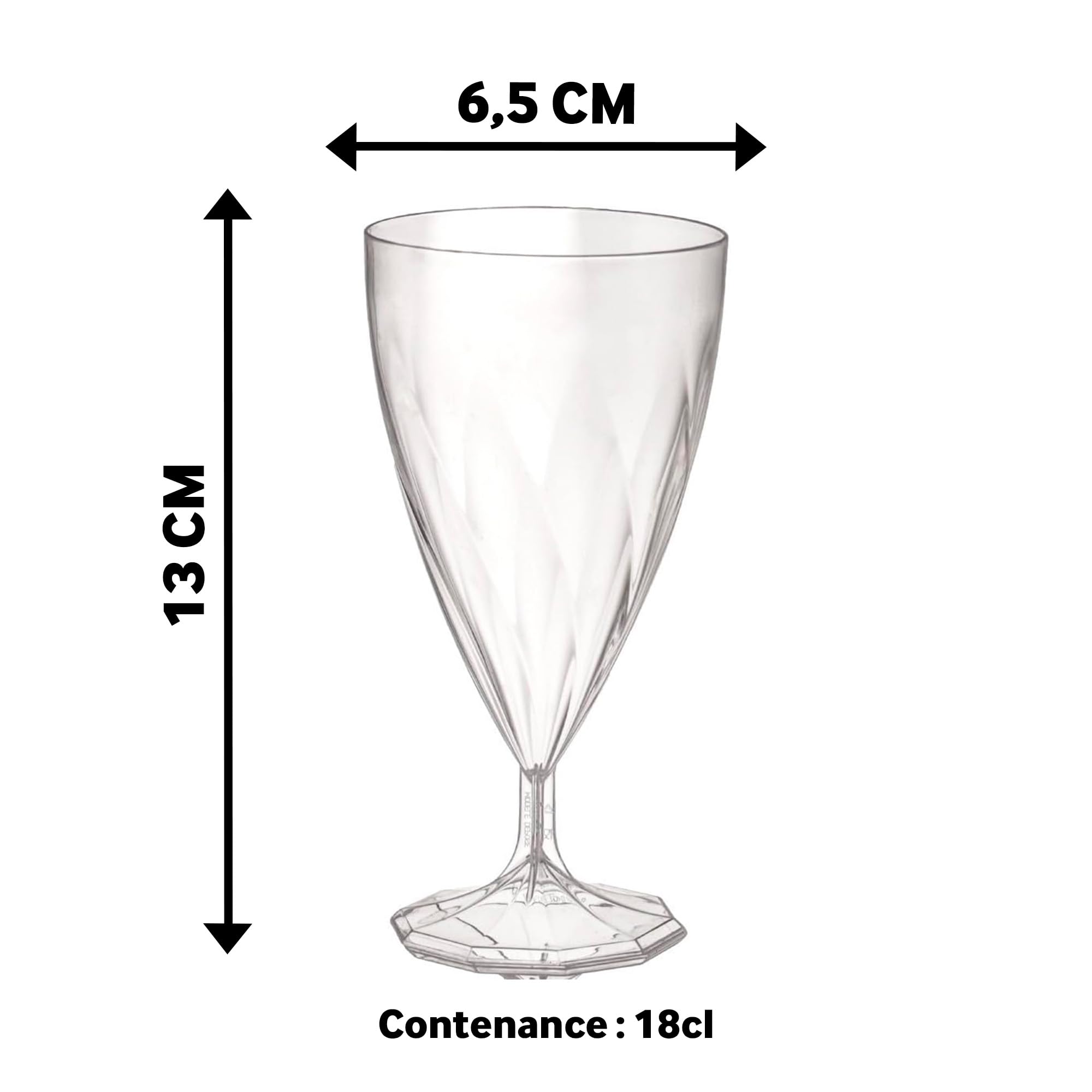 Table'Colors Pack de 54 Verres Torsadés - Design Élégant, Matière Recyclable et Réutilisable - Idéal pour Dégustation de Vins - Effet Spirale (Vin, 18 cl)