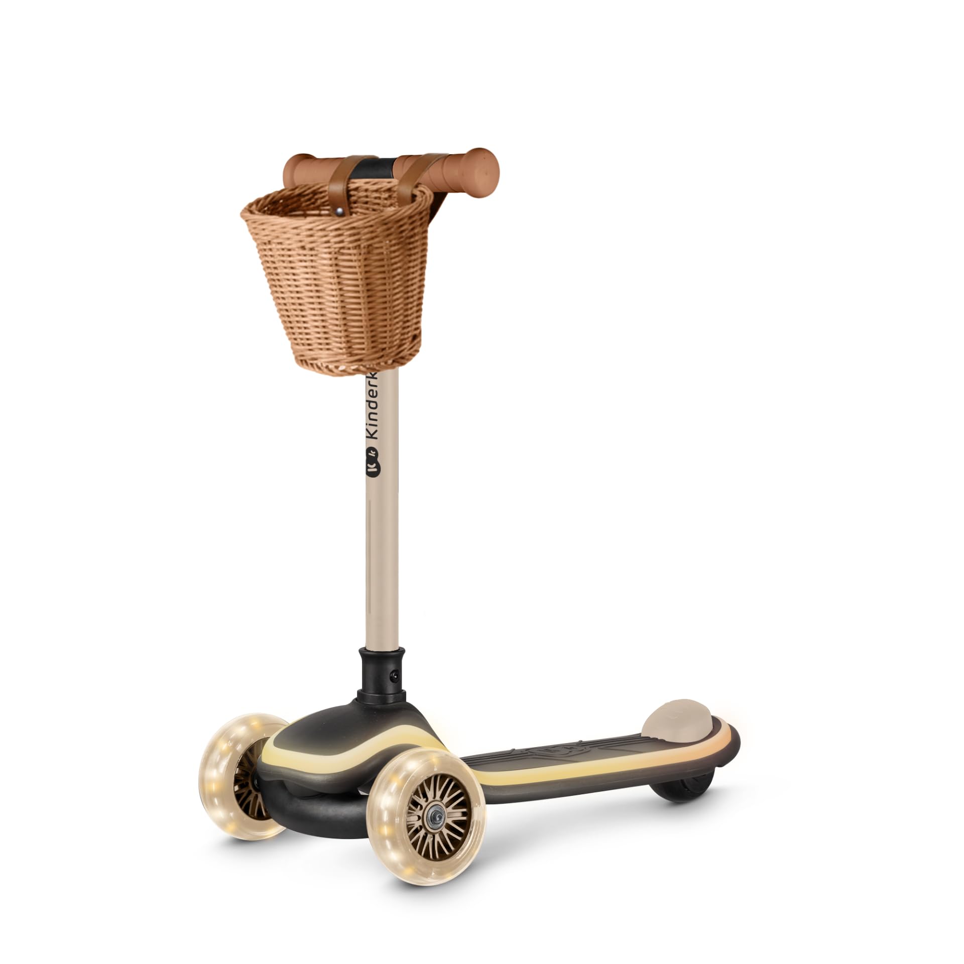 Kinderkraft RAKET - Patinete Infantil a Partir de 1 año hasta 50 kg, Scooter, Ruedas LED, Manillar Regulable en Altura, diseño Moderno, Color Beige