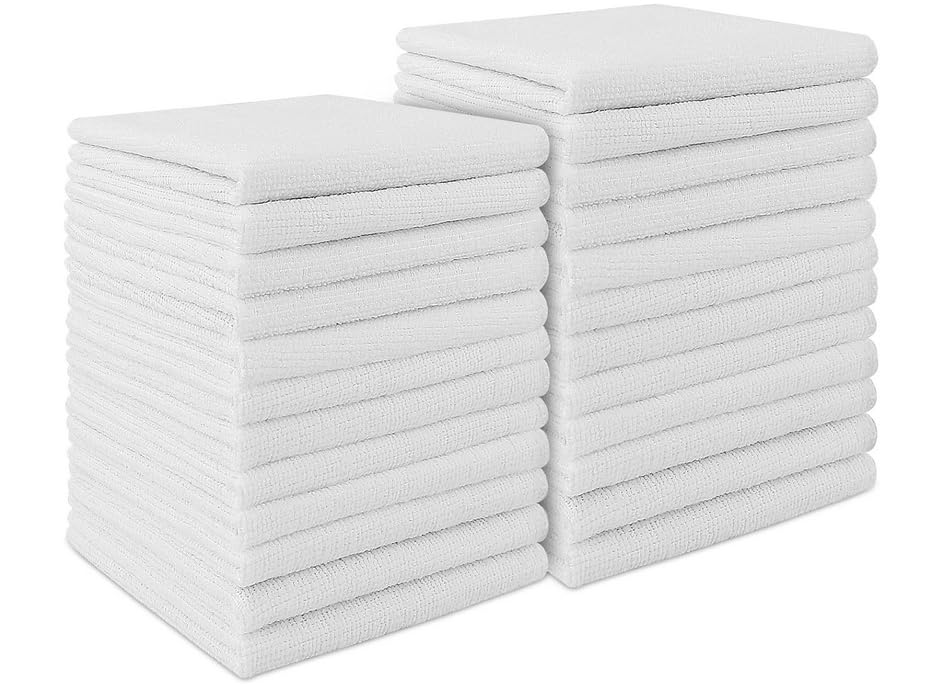 100 Pure Cotton Towel Multi-Purpose High Absorbent Towel Reusable Cloth- Absorbent Cleaning Rags for Housekeeping White