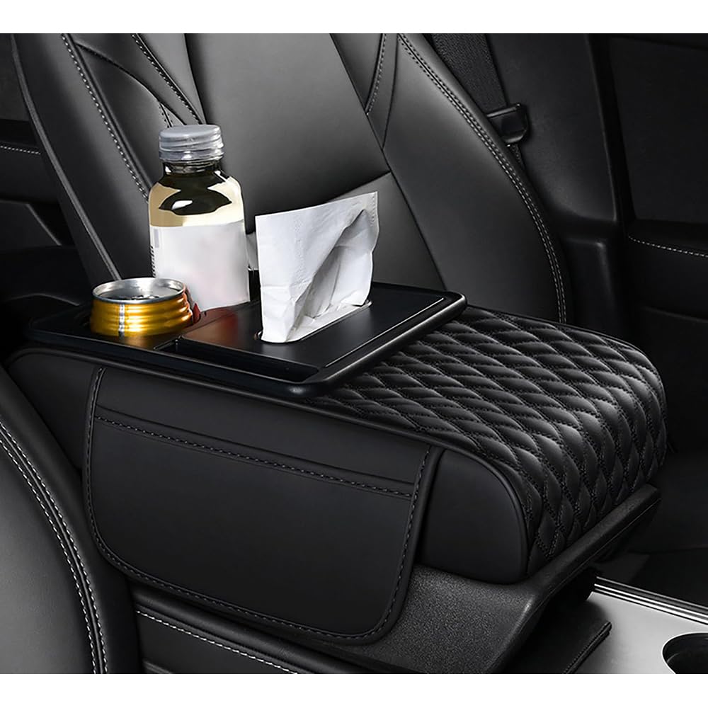 Zjjstt Black Car Center Console Cover For Cadillac Lyriq 2022–2025,Arm Rest Lid Cushion Protector Multifunctional Armrest Cushion Pad Interior Accessories,