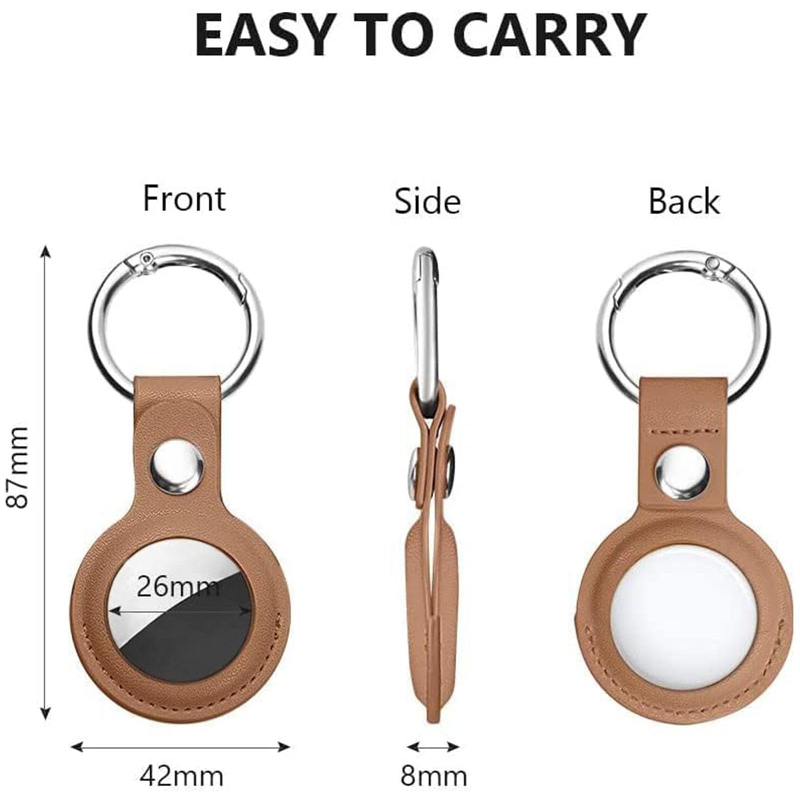 Ainiv Llavero para AirTag, 1 Pieza Llaveros para AirTag Funda Protectora, PU Localizador Portátil Antipérdida, Protectora de Cuero Funda Bluetooth Tracker Mascotas y Mochilas — view 3