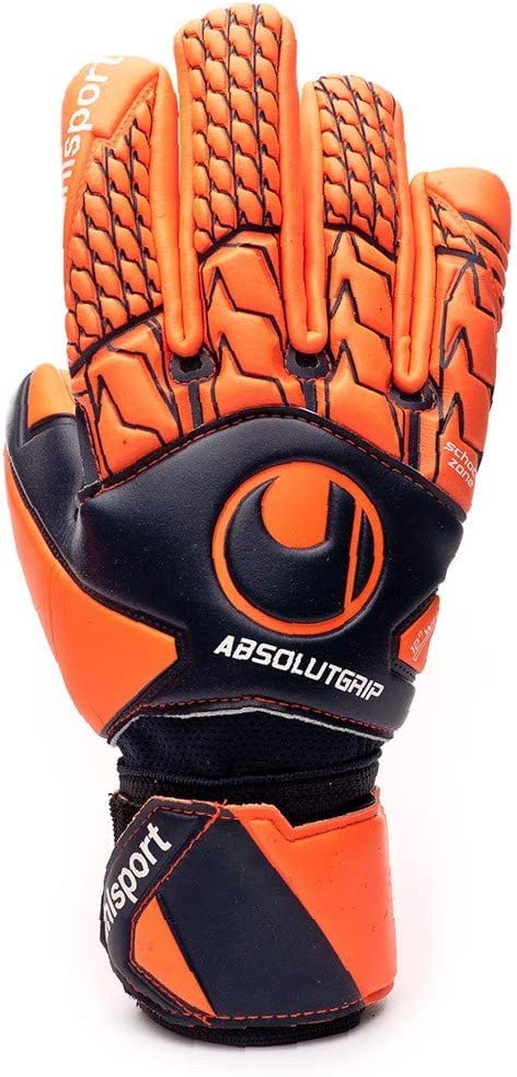 uhlsport Goalkeeper Gloves, Next Level Absolutgrip HN, 12 WRIST, SCHOCK ZONE, WRAP-AROUND STRAP AND FULL BANDAGE FOR GOOD WRIST FIXATION, Half Negative CUT