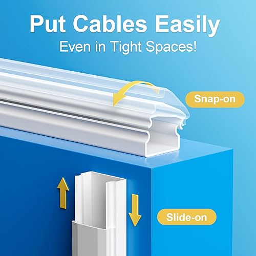 Miniatura 8 de Yecaye Ocultador de cable de TV, cubierta de cable de 42 pulgadas, cubierta de cable grande, cubiertas de alambre para 4 cables, ocultadores de