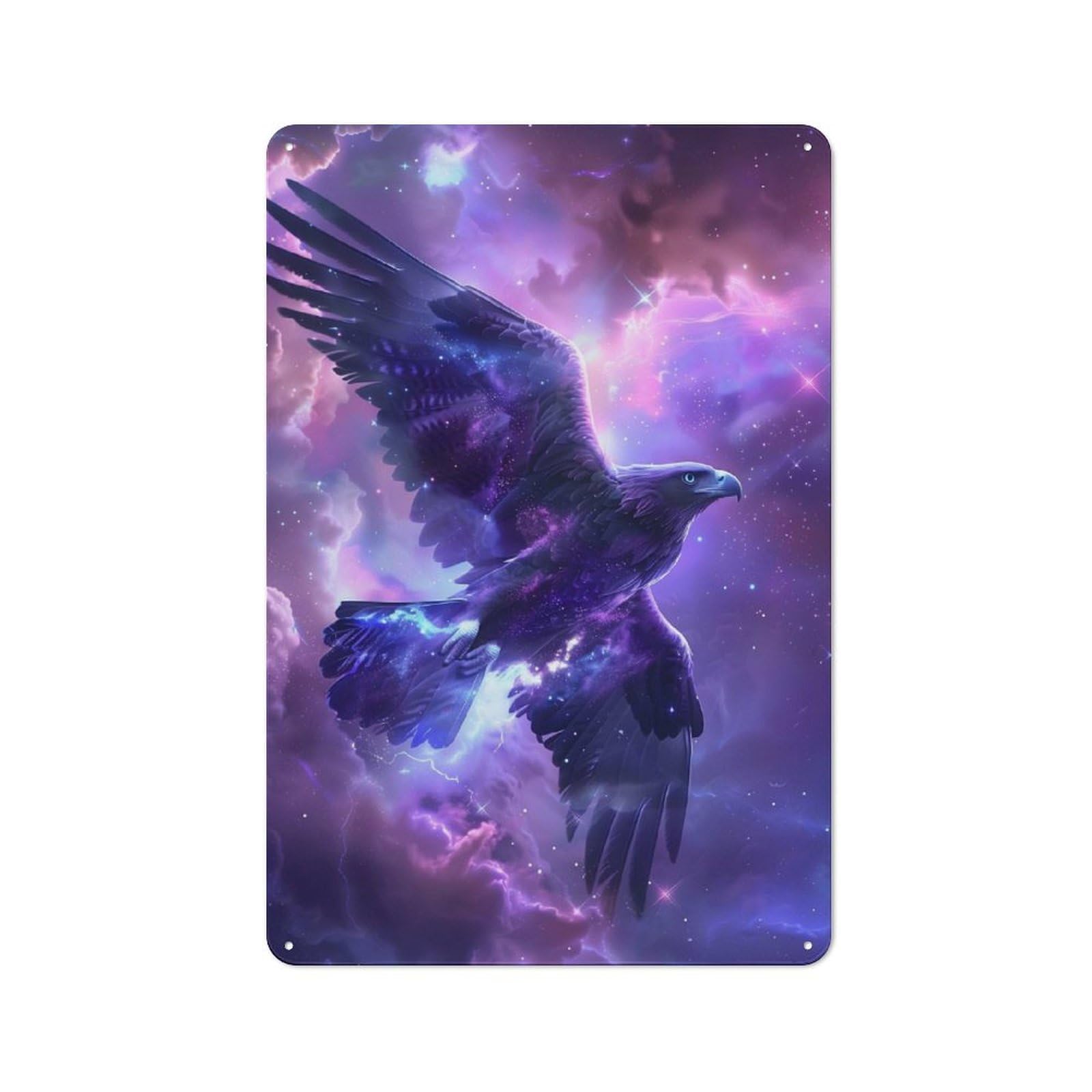 Junmoney Cosmic Eagle Soaring Through Nebula Retro-Style Metal Wall Sign 30X20cm For Home Bar Wall, For Home Interiors, Feature Walls And Decorative Displays