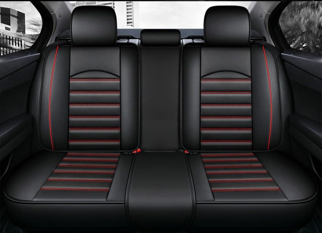 Auto Set Coprisedili per Jeep Compass 2018-2025,Pelle Set Completo Fodere Anteriori e Posteriori Copri Sedili Protezioni Accessori,Black And Red