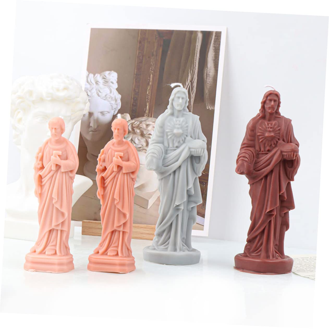 Homoyoyo 5piezas Molde De Silicona Para Velas Diseño De Escultura Religiosa De Jesús Molde Para Fabricación De Velas y Jabones Para Decoración y Manualidades