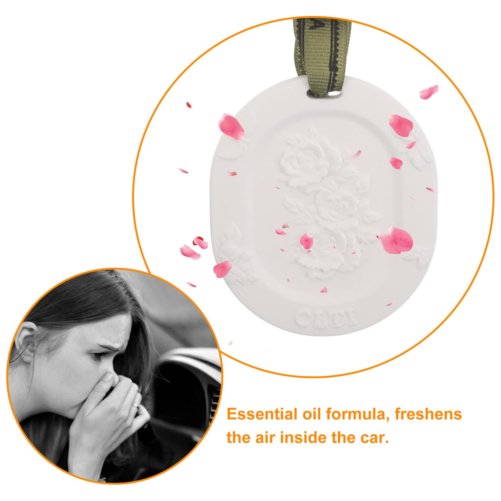 10 Pezzi Diffusore Passivo di Oli Essenziali in Gesso con Dischi Profumati Sospesi per Auto Bagno Armadio, Deodorante per Ambienti con Aroma Gardenia e Tè Bianco, Accessori per