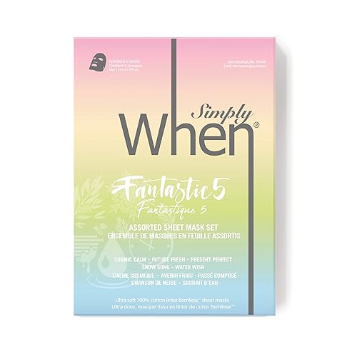 Simply When - Máscara facial de algodón ultrasuave (surtido) (paquete de 5)