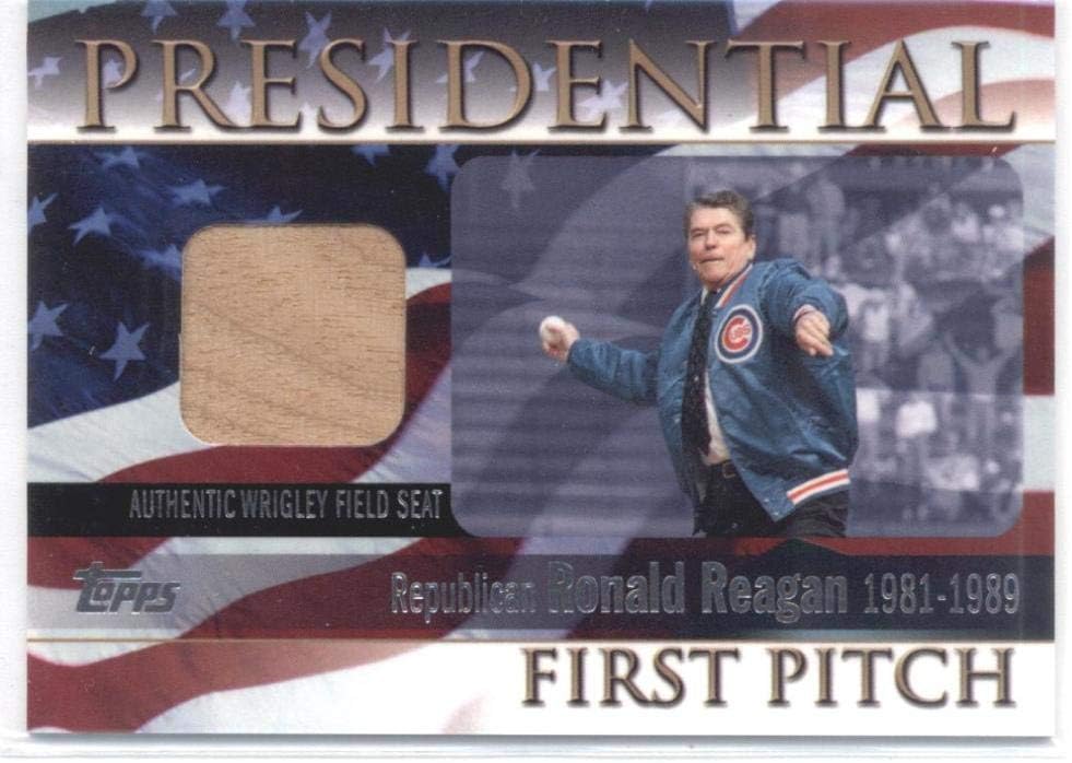 2004 Topps Presidential First Pitch Seat Relics #RR Ronald Reagan MLB Baseball Card (Memorabilia/Game Used) /100 NM-MT US President/Actor (Piece of Authentic Wrigley Field Seat)