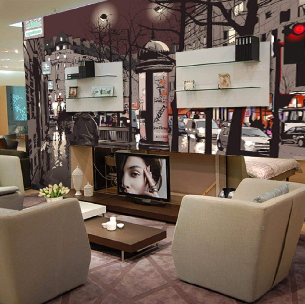 XDRZSE Night City Street Mural Wallpaper 3D Wall Wallpaper