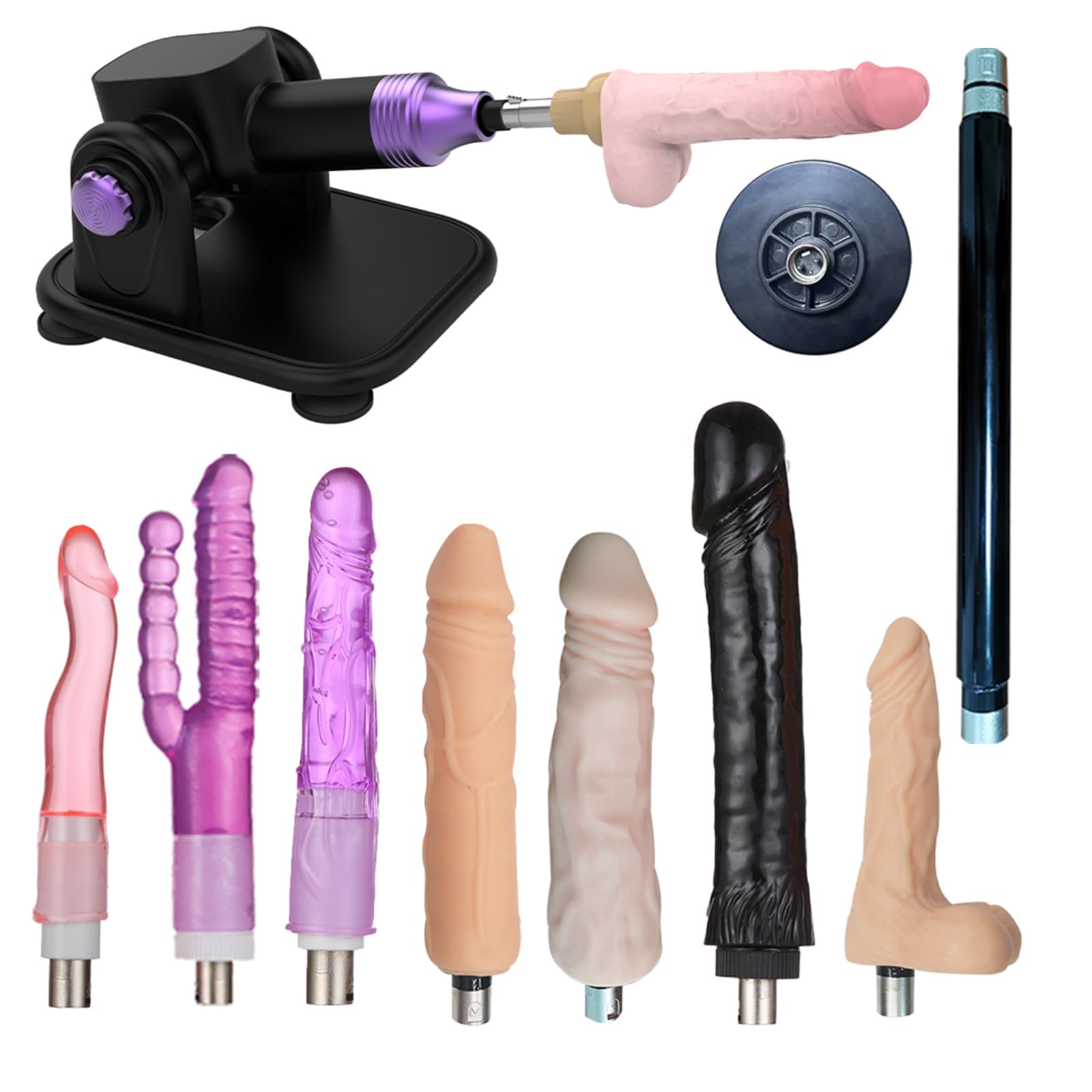 AMAZBEE Macchina del sesso con dildo realistico Macchine automatiche di spinta con attacchi 3XRL Dispositivo portatile FuckMachine con ventose (9 pcs,1)