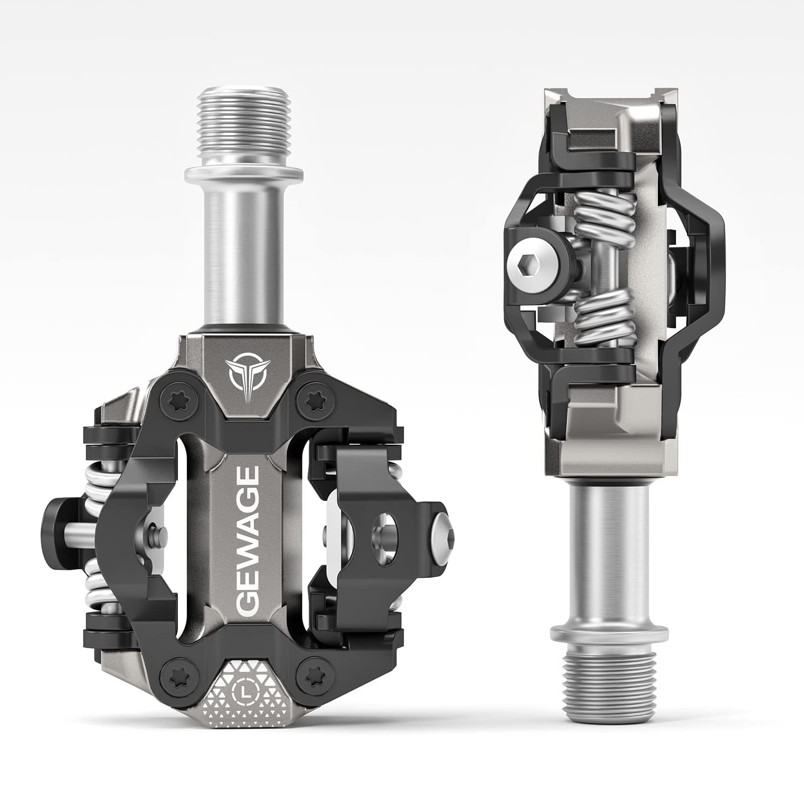 GEWAGE Klickpedale MTB Pedale – CNC Gefrästes Aluminium, Doppelseitiges SPD-System, einstellbare Auslösehärte, Kompatibel mit Shimano SPD Systemen,365g leicht, Ideal für Mountainbi