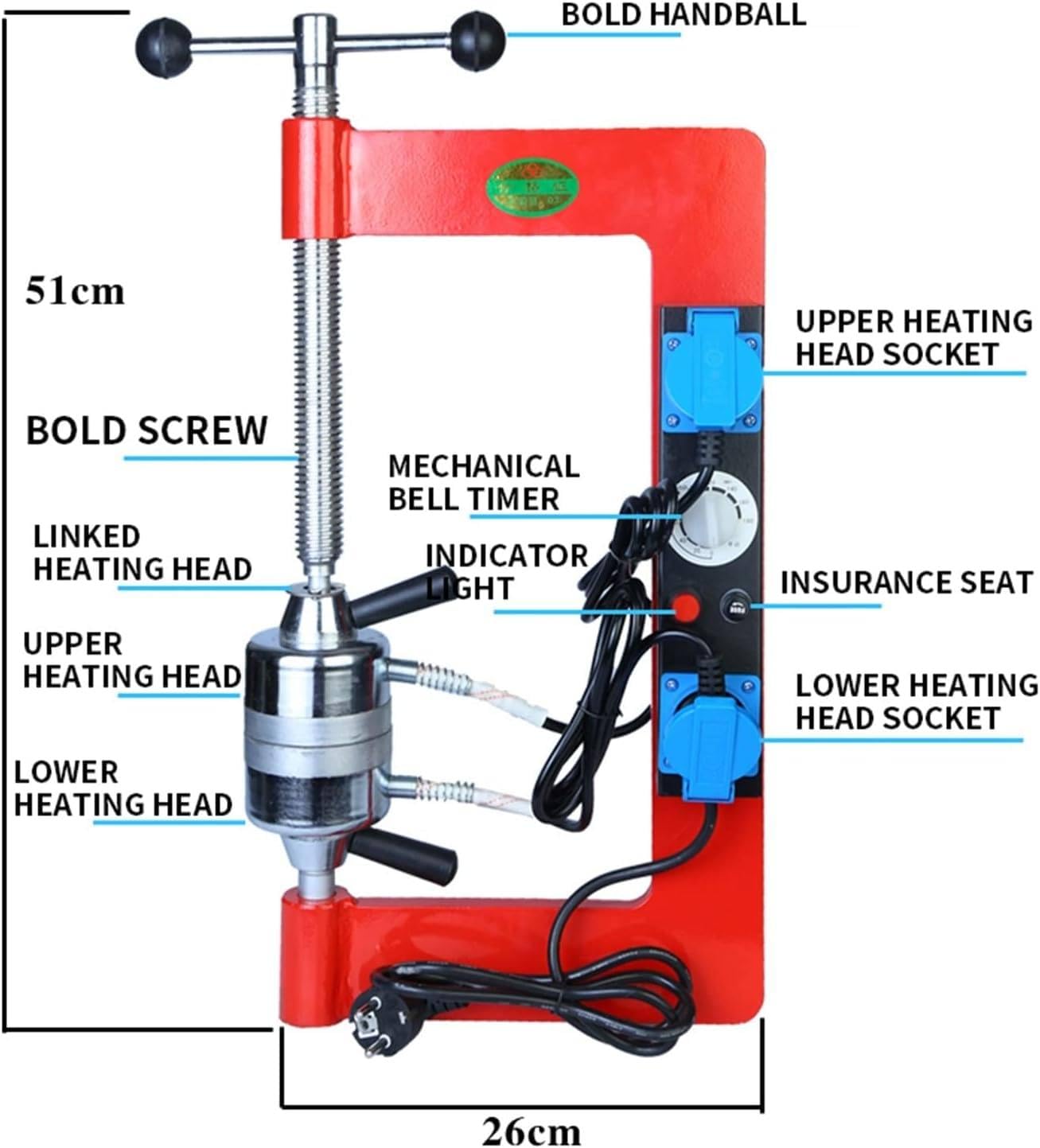 LINTAIZUO Vulcanizador automático de neumáticos, máquina vulcanizadora de neumáticos, Herramienta de reparación de calefacción de neumáticos con Control de Temperatura de sincronización, 170 ℃ -180 ℃