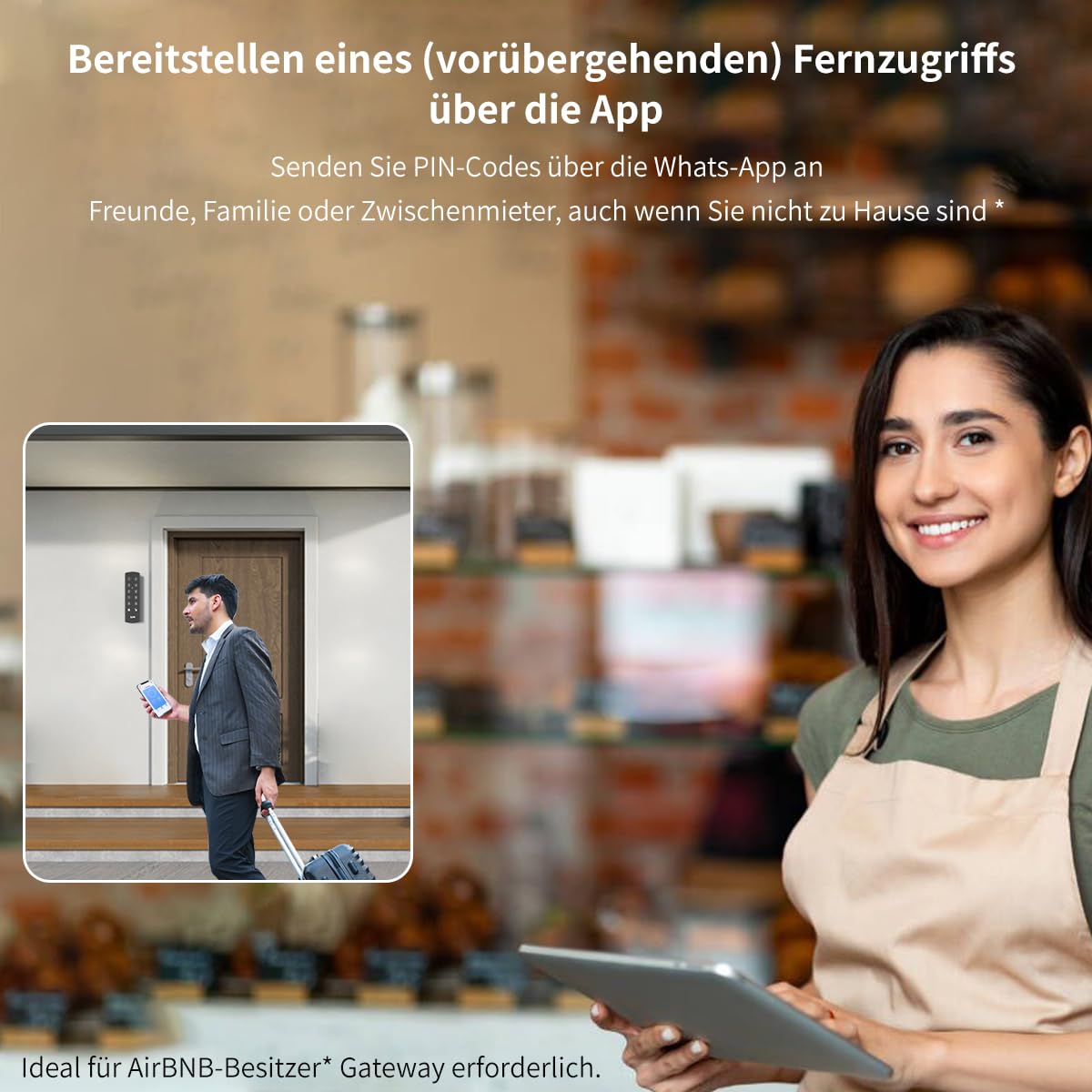 Serrure Porte Connectée Wifi avec Clavier,Cylindre 40/40 | Accès via Code, Cartes, APP,Clés.Pour les portes Airbnb/Bureau/d'entrée/derrière/jardin