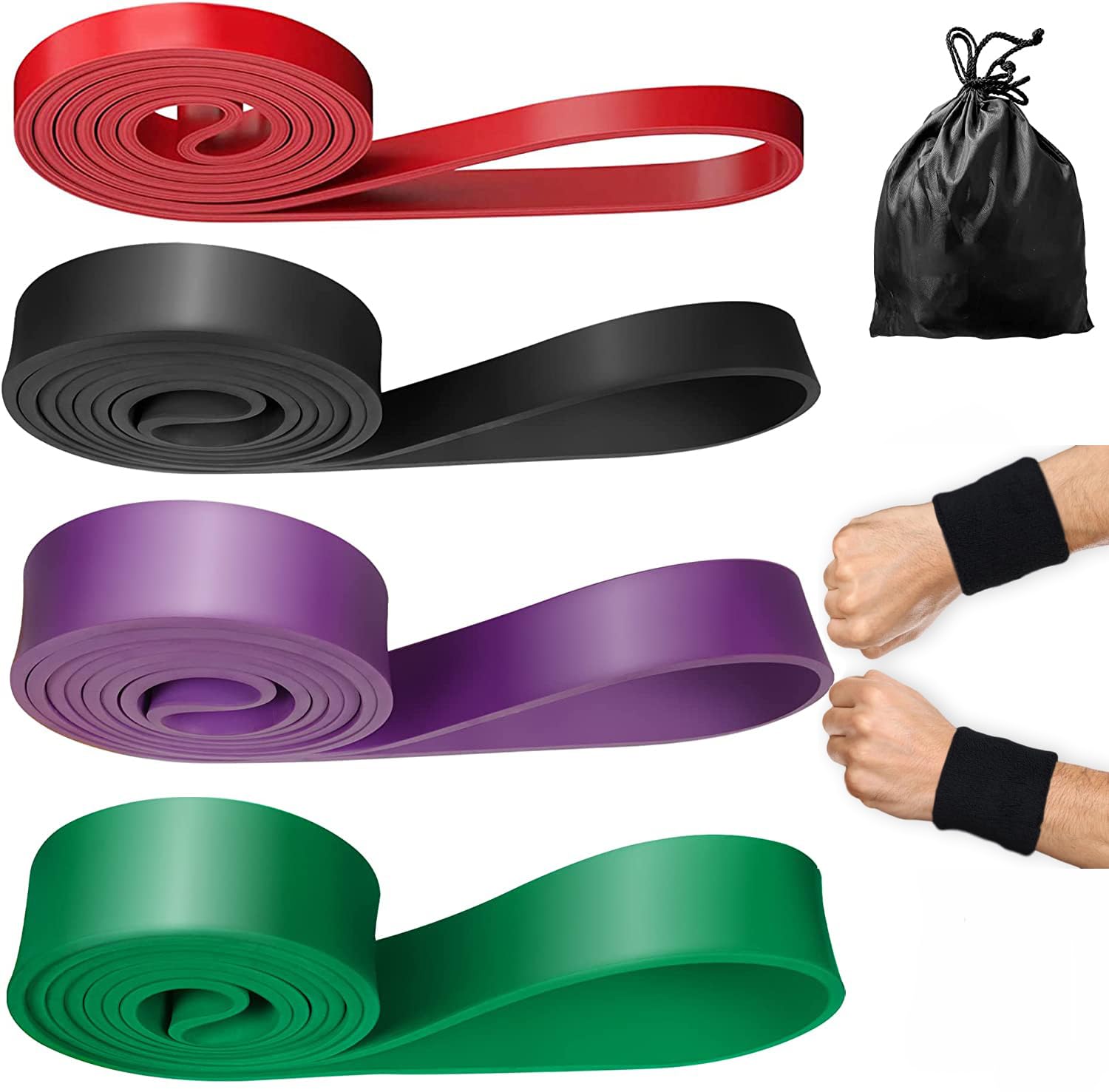 CLOUDFOUR Resistance Band Set, Pull Up Assist Exercise Bands, Stretch Resistance Band, Power-lifting Band for Resistance Training, Physical Therapy and Home Workouts, (Set of 4 bands)