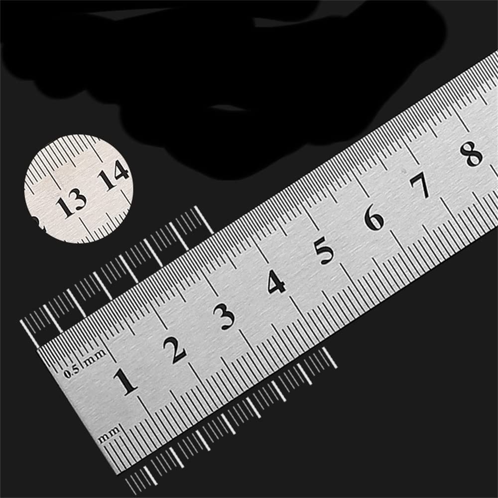 Gerades Edelstahllineal 40 Cm – Beidseitig Mit 1/10, 1/16, 1/32, 1/64 Zoll Und Metrischer Skala, Für Präzises Messen Und Zeichnen
