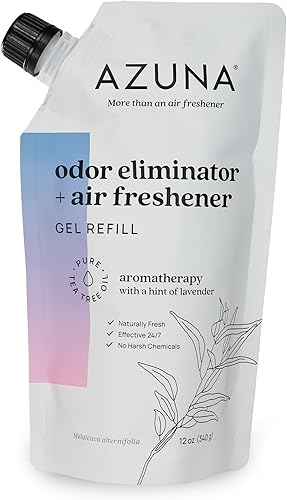 Miniatura 11 de Ambientador y eliminador de olores Azuna en gel para olores fuertes, recarga de 24 oz con aceite de árbol de té A base de plantas y de larga