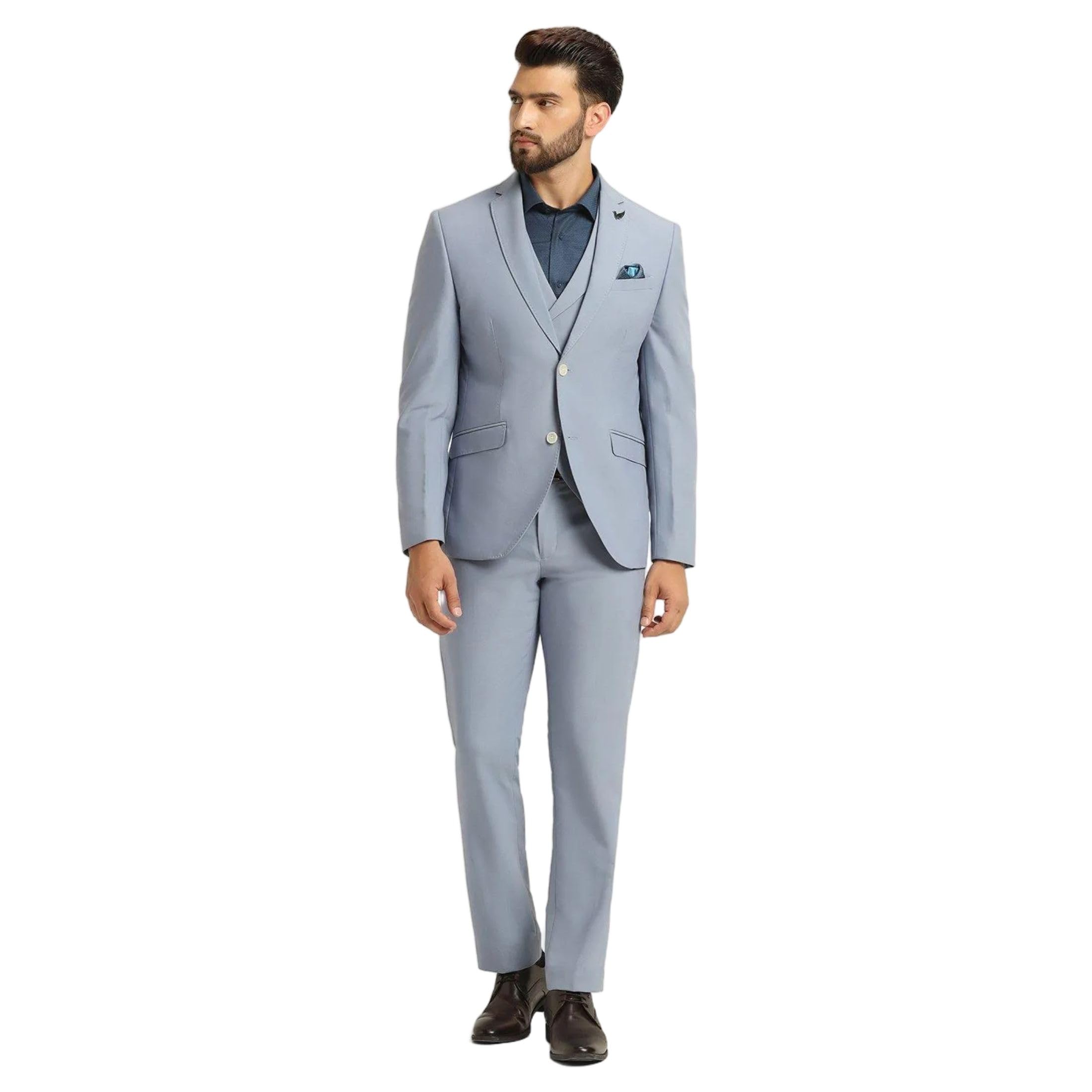 blackberrys 3 Piece Slim FIT Solid Suits Light Blue-picture-41