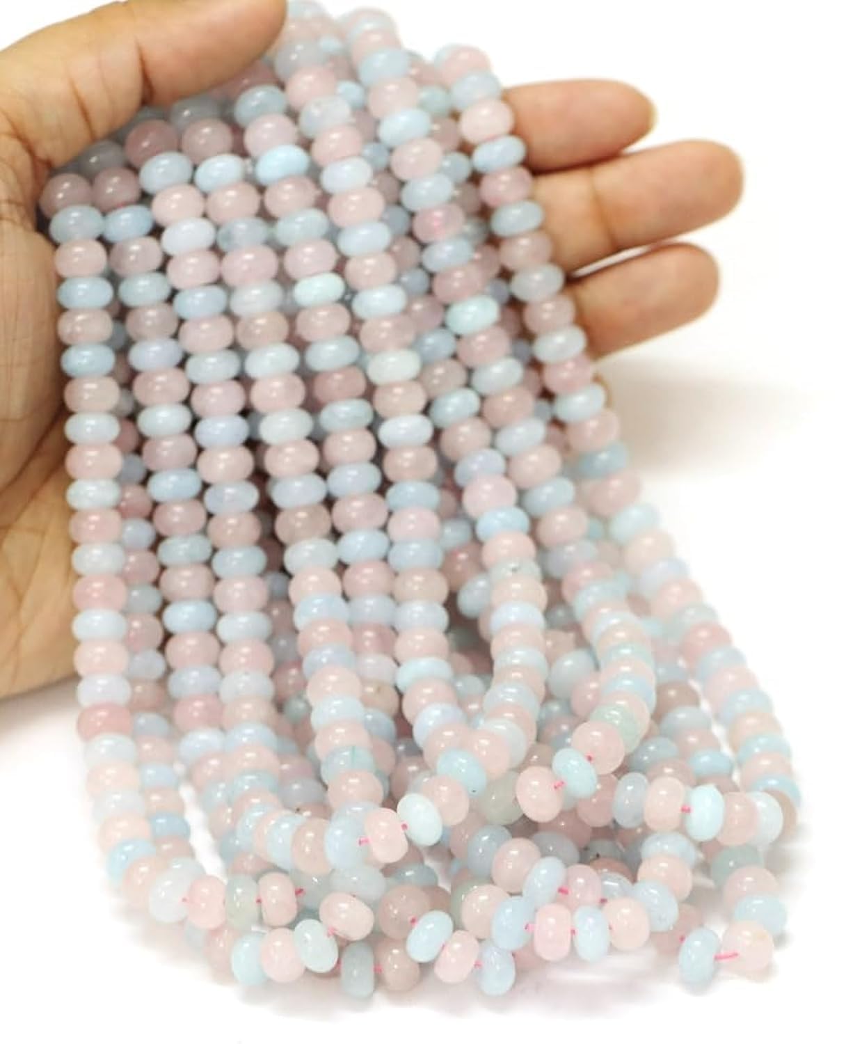 Perles rondes lisses en morganite naturelle 7 mm 8 mm pour fabrication de bijoux DIY