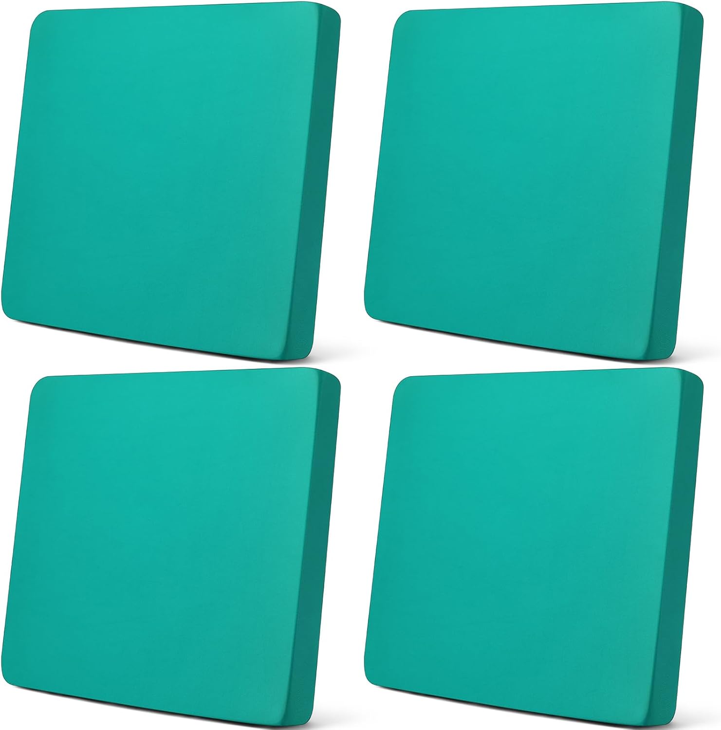 Newwiee Set of 4 Stretch Patio Cushion Covers Sofa Couch Seat Chair Slipcovers Cushion Cover Replacement Furniture Protector for Pets Washable(Turquoise,Seat Cover,Solid)
