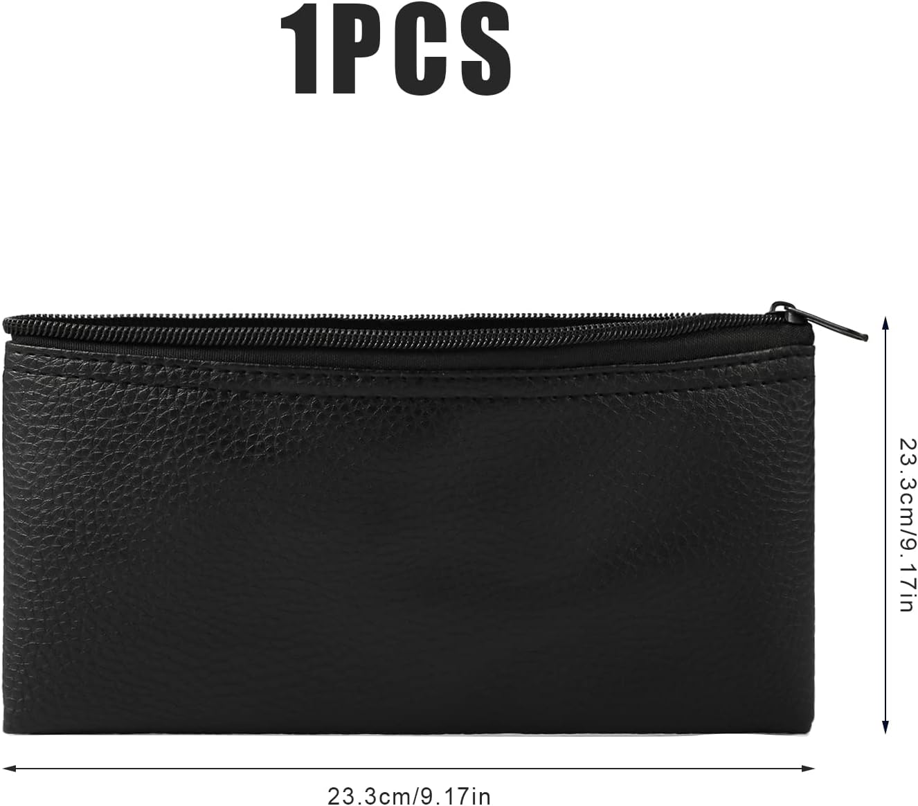 SAVITA Wireless Microphone Bag, 9.25x4.21in Zippered Leather Case for Microphones and Stationary Supplies (Black) - Image 3