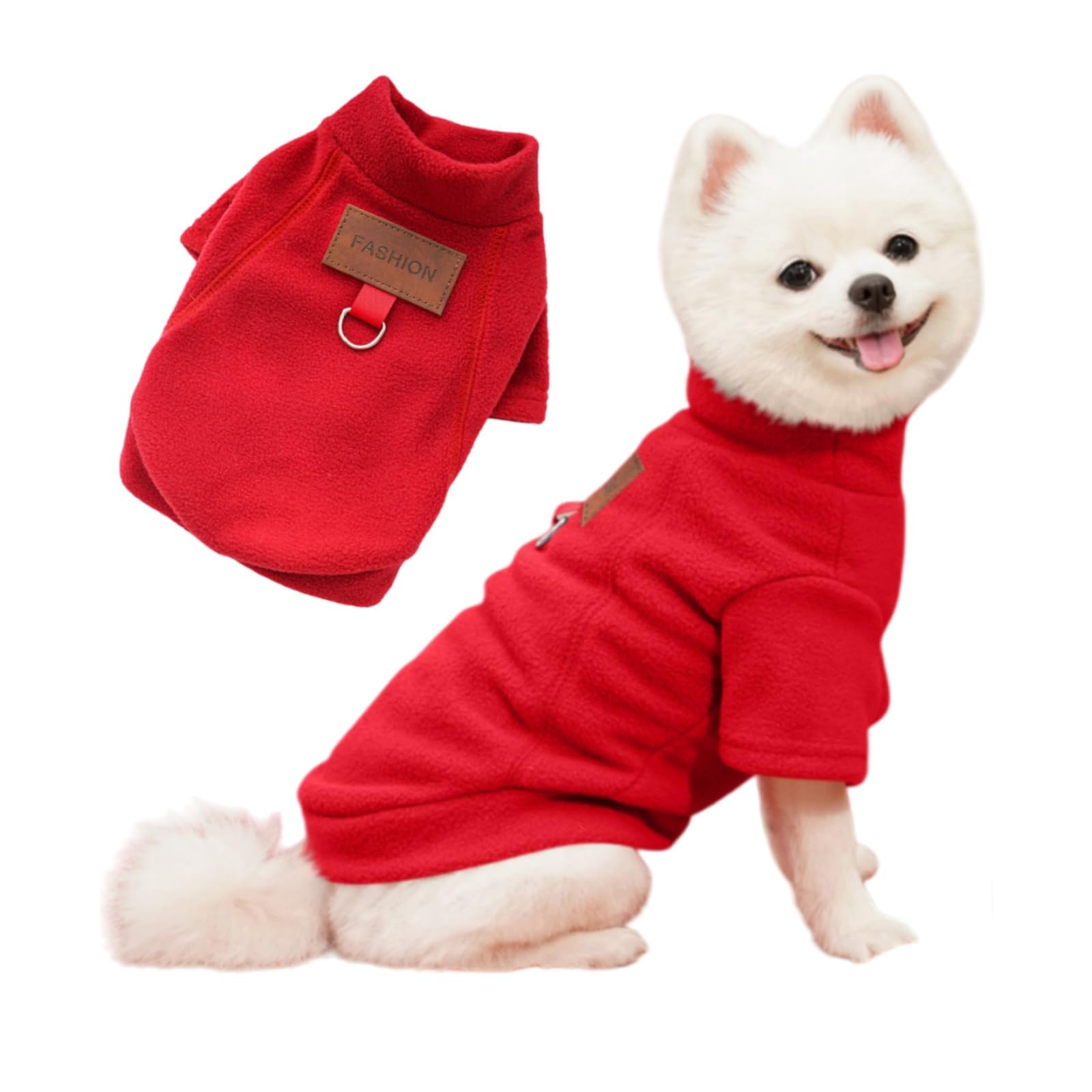 Dog Jumper Dog-Hoodie Puppy Fleece Sweatshirts with Leash Ring, Chihuahua Clothes, Warm & Lightweight Pullover for Small Medium Pets - Cozy Fall/Winter/Spring Pet Jacket (Red,5XL)