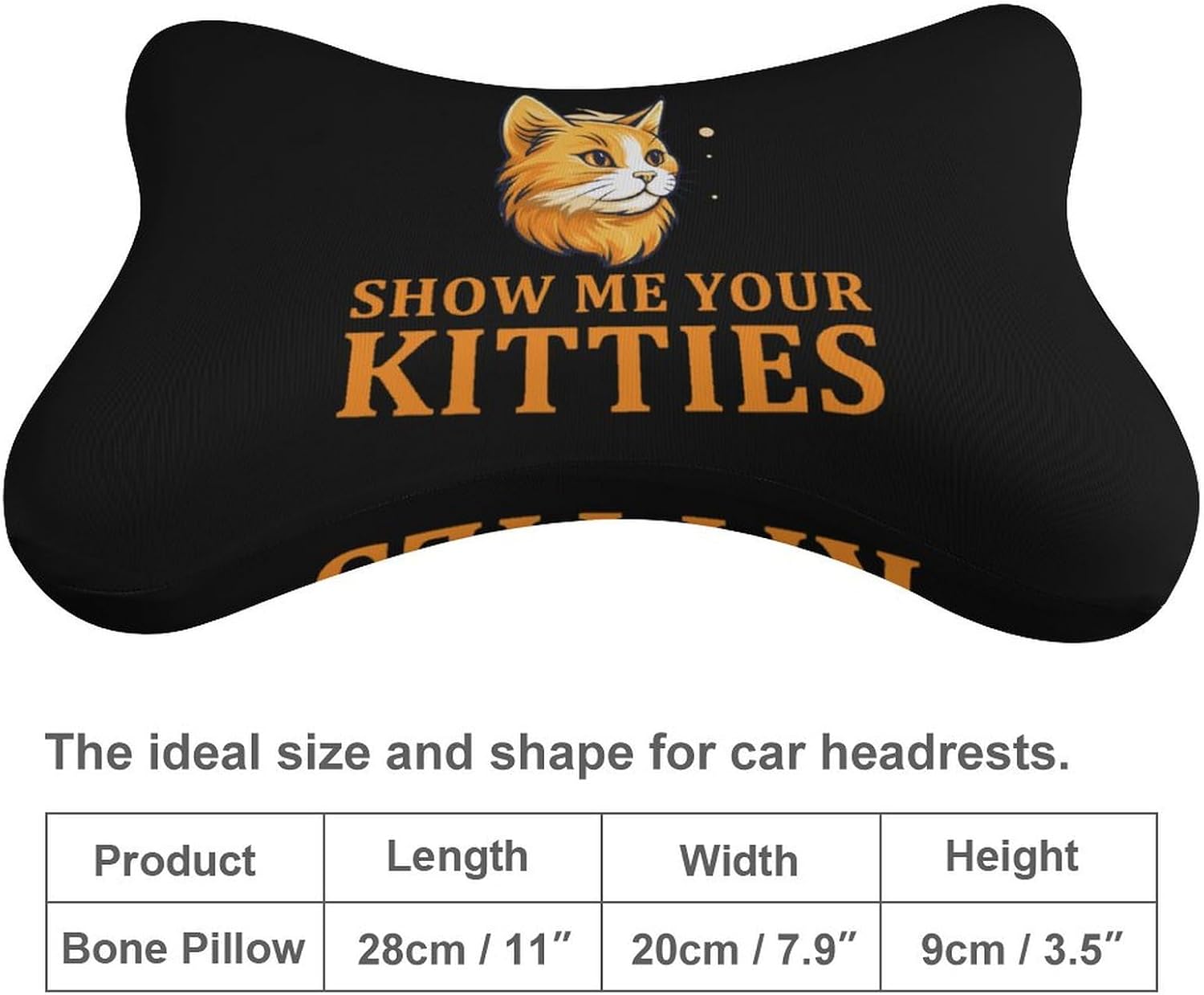 Show Me Your Kittie's 2 Pack Car Neck Pillow Car Headrest Soft Car Pillow for Most Cars