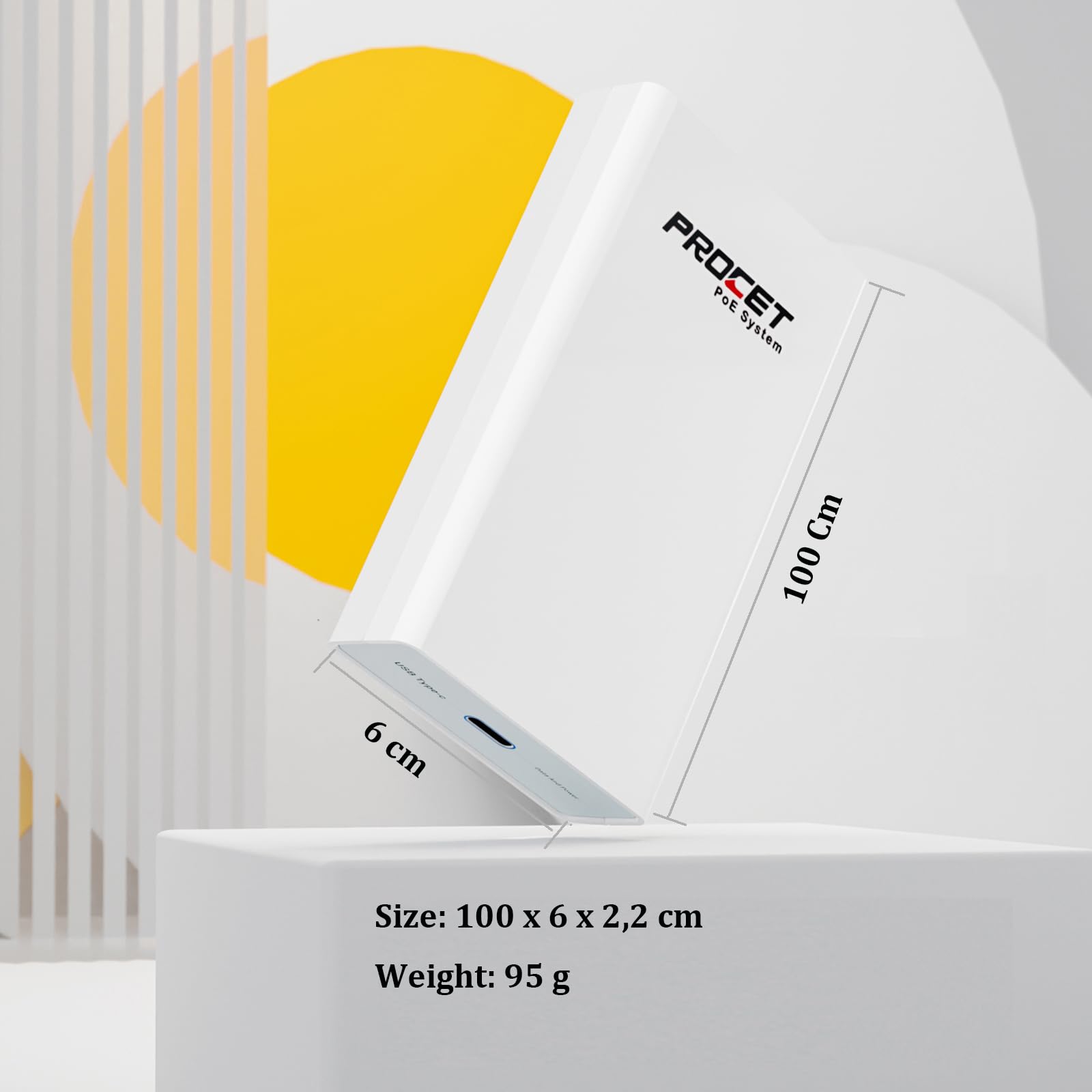 PROCET 60 W adapter PoE do USB C z siecią 100 Mbps, IEEE802.3bt do tabletów, laptopów, PoS, Digital Signage, wyświetlacza USB-C