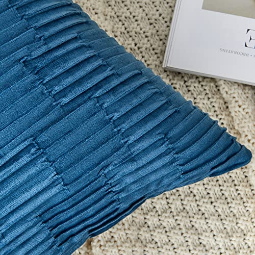 Etasop Velvet Throw Pillow Covers 18X18 Set Of 2 Texture Cushion Covers For Luxurious Home Decoration, Super Soft Cozy Square Pillowcase (18X18, Light Blue) #TOP3