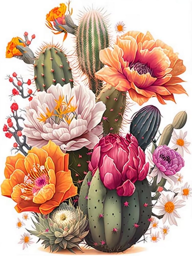 WELIWE Cross-Stitch Kits for Adults Beginners 11CT Stamped Embroidery Kits Cactus DIY Pre-Printed Canvas Art Home Decoration 40x50 cm