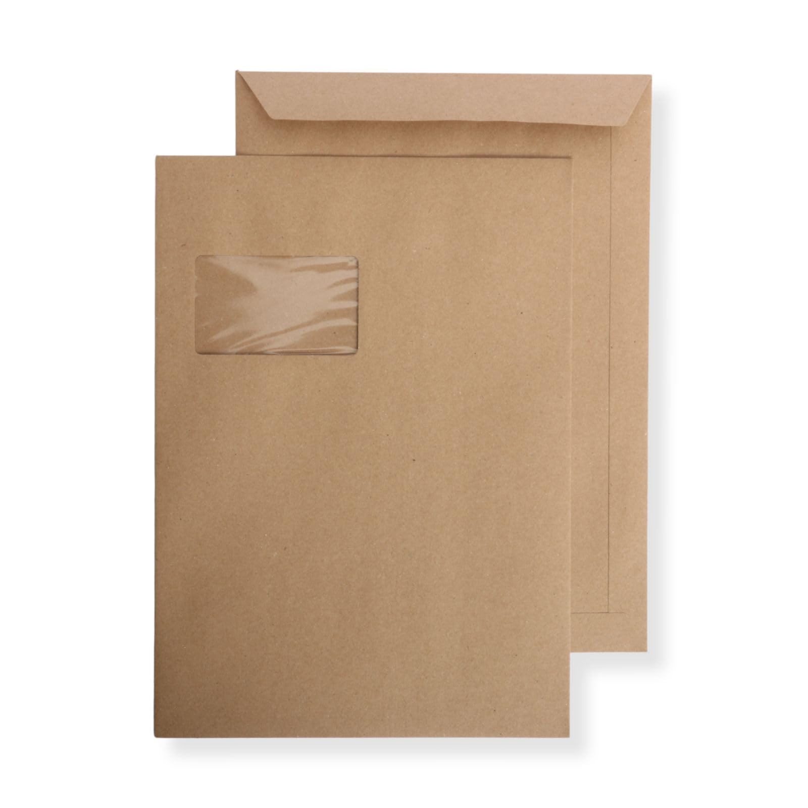 500 St. Versandtaschen extra stark 120 gr. DIN A4 C4 braun mit Fenster Kuvert Haftklebend Briefumschläge HK