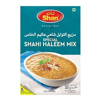 Shan Shahi Haleem Recipe Mix 10.5 oz 300g - Spice Powder for Traditional Meat, Lentil and Wheat Curry - Suitable for Vegetarians - Airtight Bag in a Box