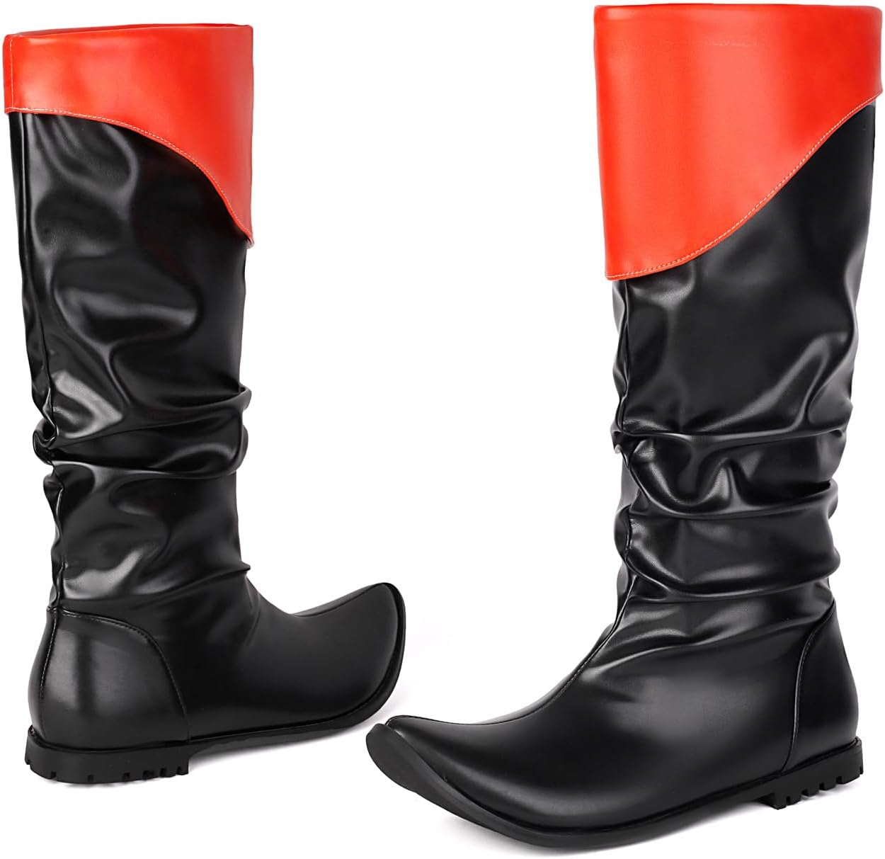 Men's Medieval Pirate Cosplay Boots Brown Red Cuff Pointed Toe Retro Renaissance Footwear Halloween Costume Shoes