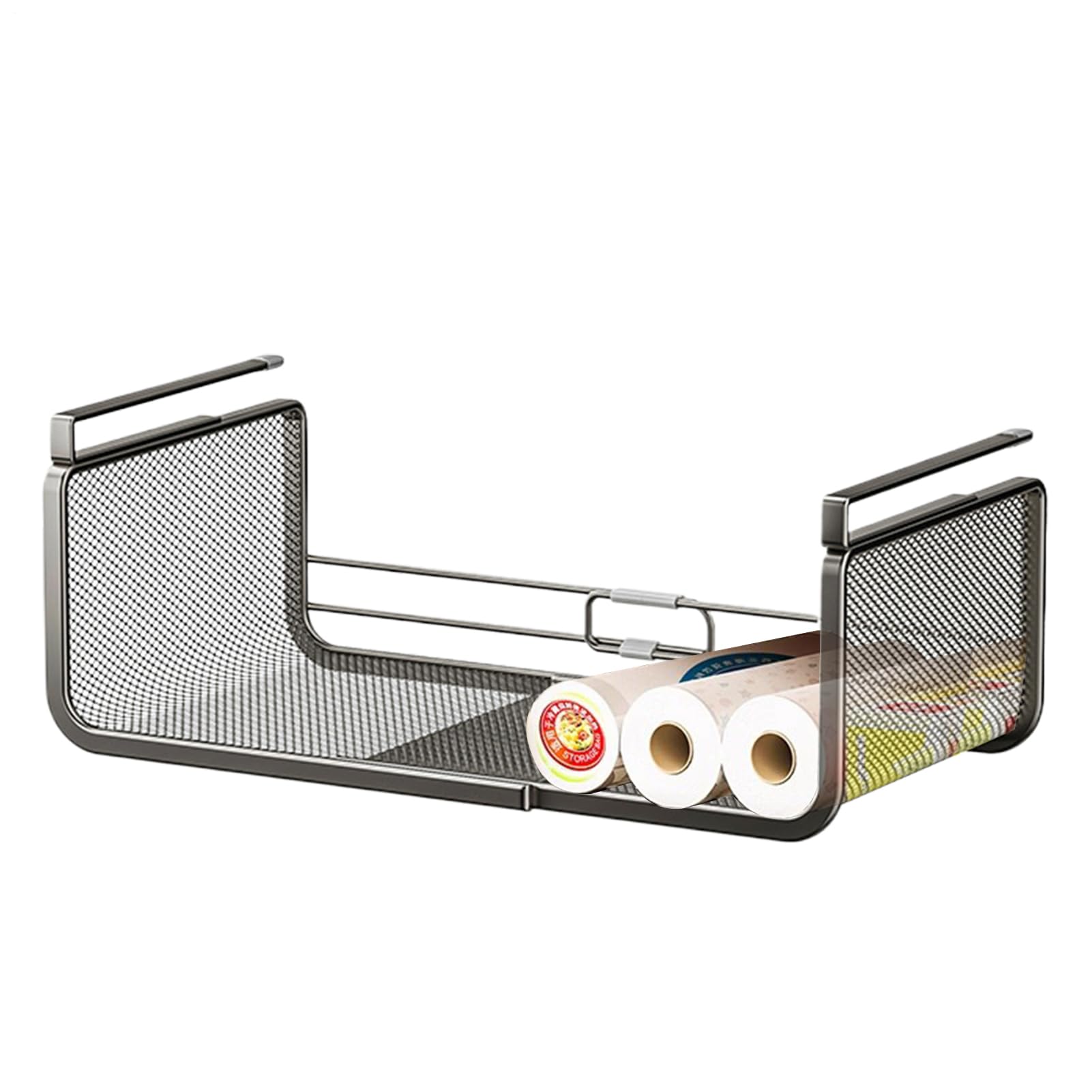 Cesta para debajo del estante, organizador expandible debajo del estante, contenedor de almacenamiento colgante con diseño ajustable, cesta de almacenamiento para armario, baño, cocina, estante