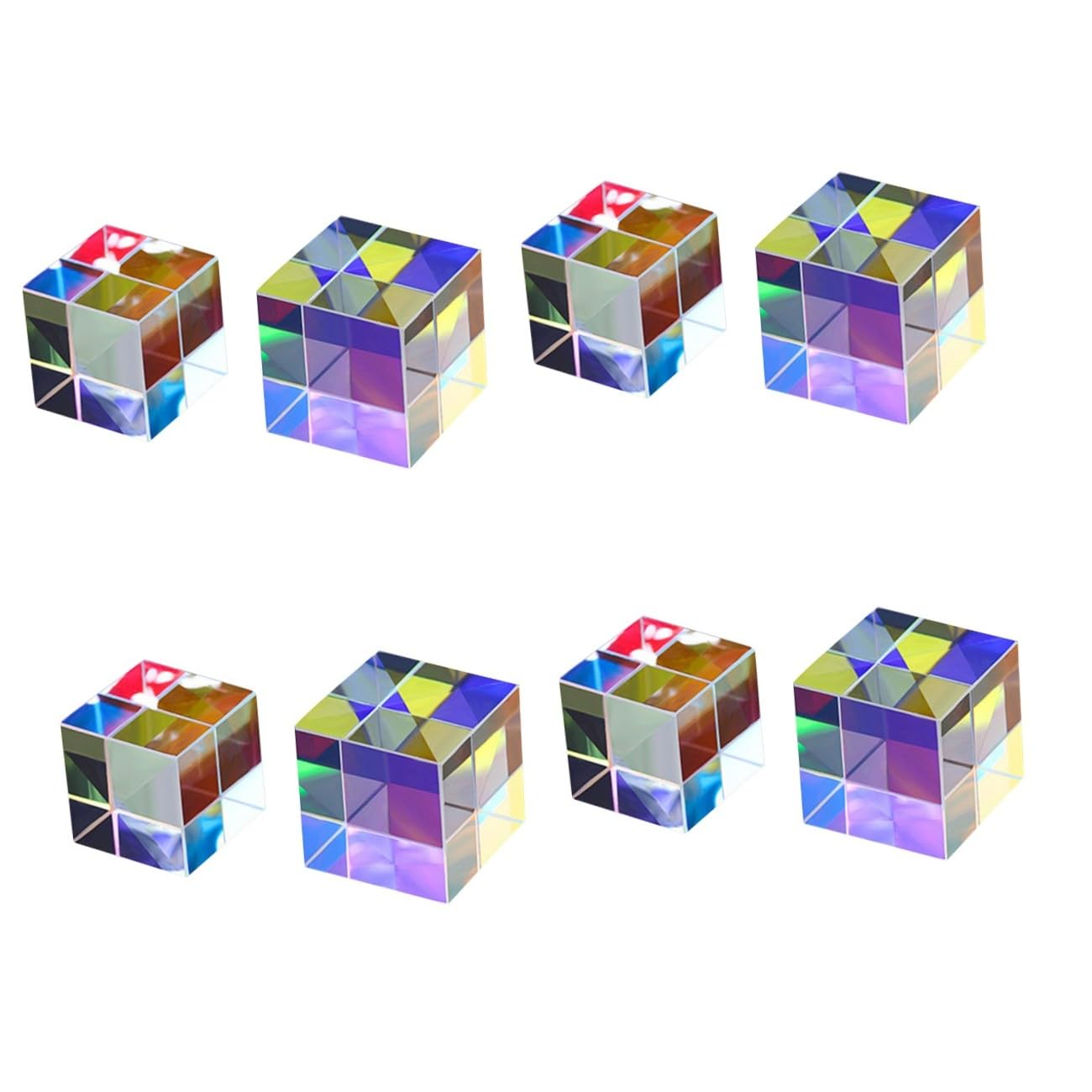 Toyvian 8piezas Prismas Ópticos De Cubo Para Experimentos De Física y Fotografía Efecto De Dispersión De Luz Aprendizaje Educativo y Decoración