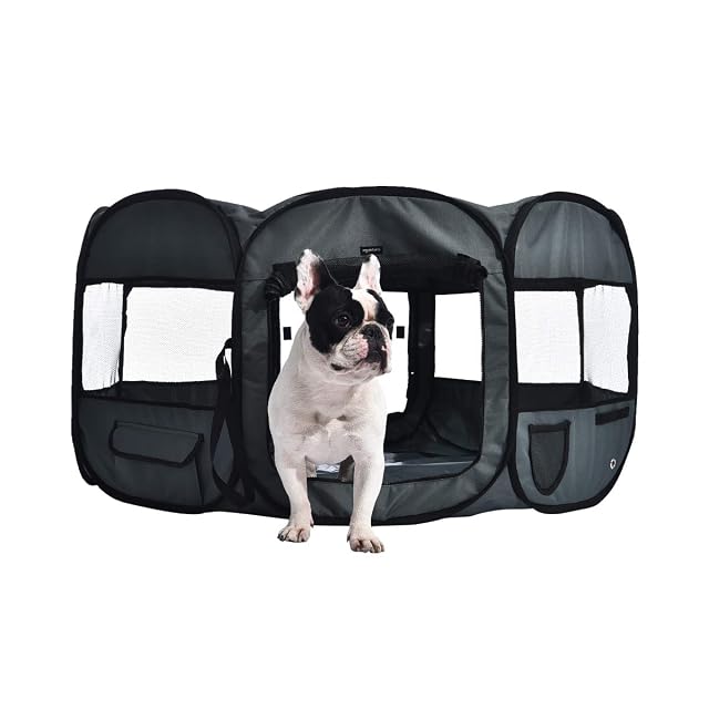 Foto 6 de 7 de Amazon Basics Octogonal Corral para mascotas suave y transportable, 114 cm, Gris