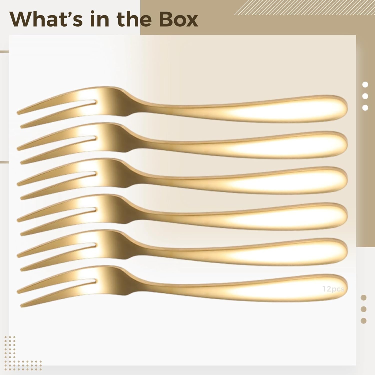 12 Pcs Small Gold Fruit Forks, 304 Stainless Steel 5.3 in / 13.5 cm Dessert & Appetizer Forks, for Charcuterie Board Guests, Cake, Salad, Simple Cleaning