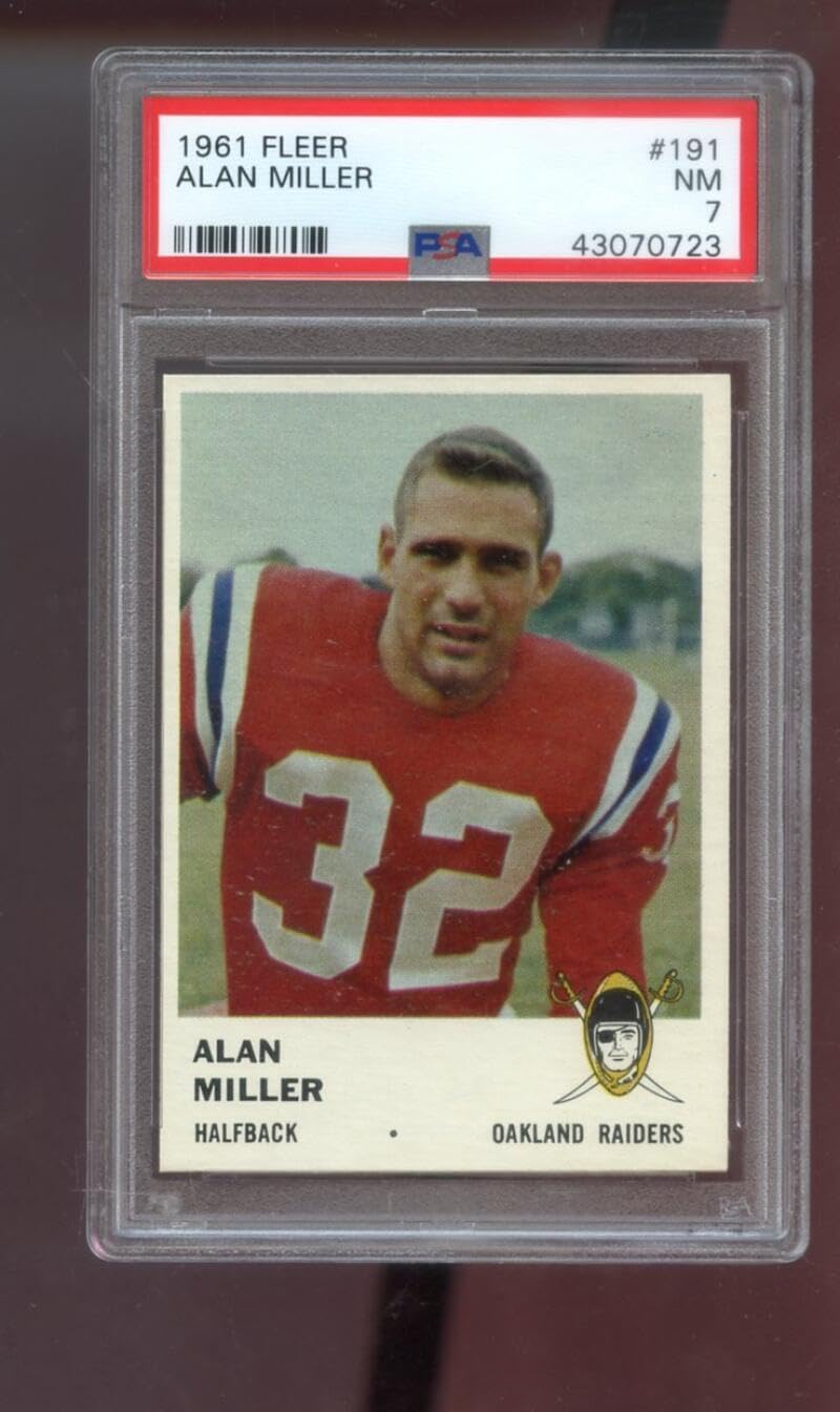 1961 Fleer #191 Alan Miller PSA 7 Graded Football Card Oakland Raiders