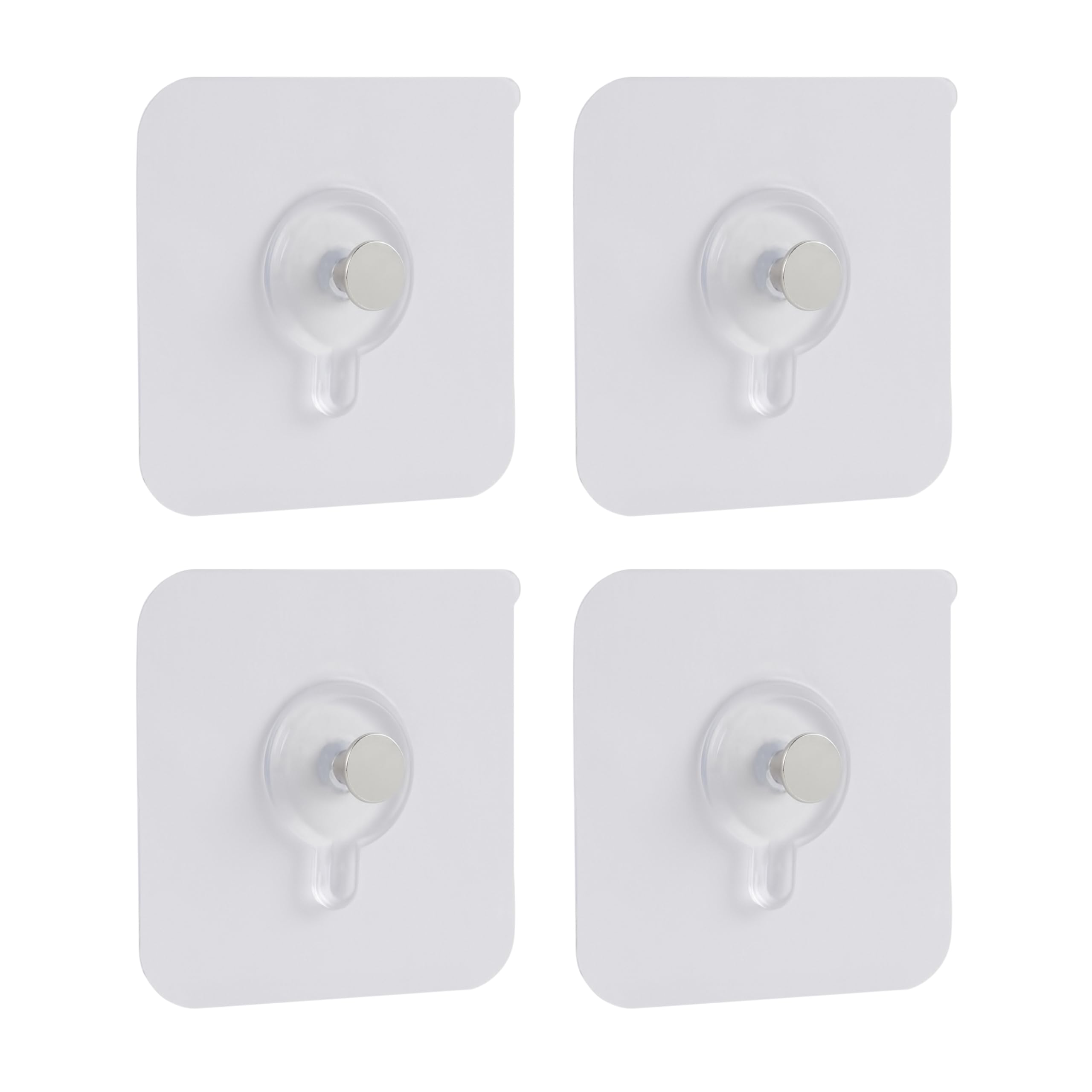 GWOZI Seamless Screws for Wall - Drill Free Adhesive Hooks 4 Pcs - Self Adhesive Wall Mount - Waterproof Screw Free Stickers for Hanging in Kitchen, Bathroom and Office, Transparent