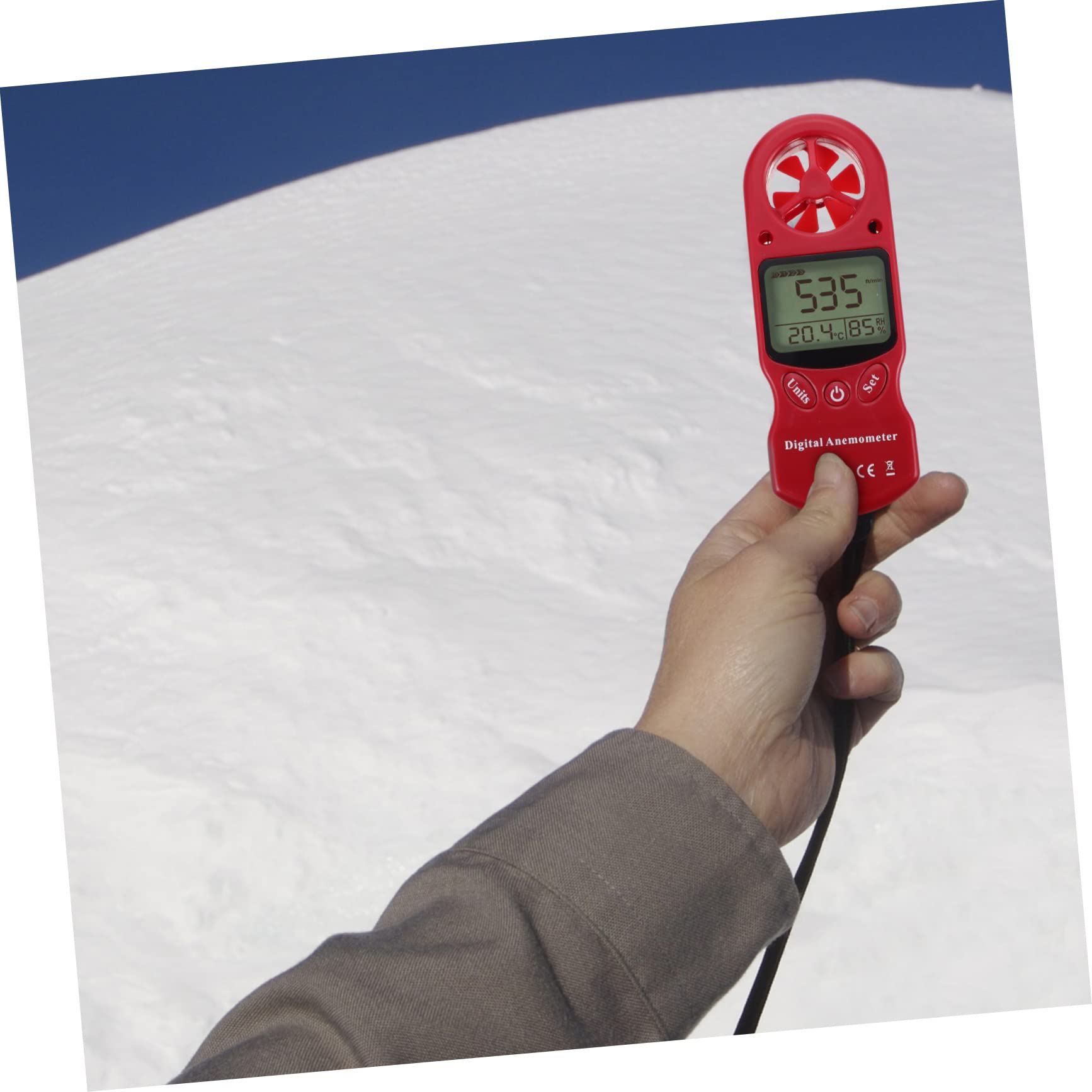 Anemómetro Digital de Mano con Higrómetro y Termómetro, Pantalla Lcd Retroiluminada, Medición de Velocidad del Aire para Climatización y Ventilación