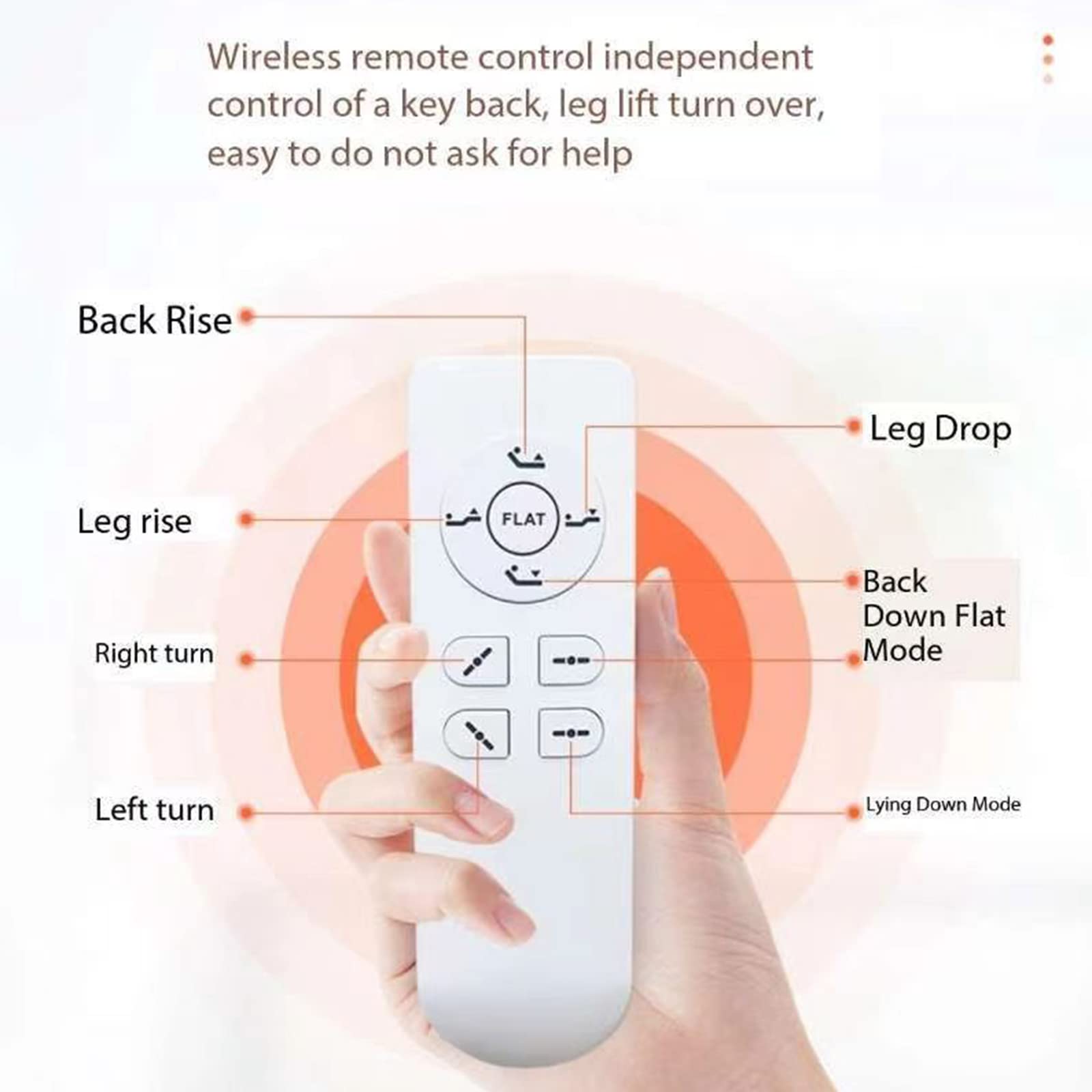 Soporte de espalda ajustable eléctrico para ancianos, respaldo de cama de levantamiento de potencia, ajustable a izquierda y derecha